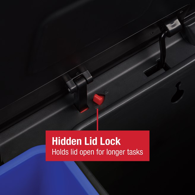 Dual stream 60L step-on bin with colour-coded liners for waste and recycling.
Rubbermaid stainless steel pedal with quiet-close lid for professional facilities.