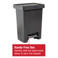 Large-capacity 71L step-on bin built for facilities requiring hygiene and durability.
Rubbermaid stainless steel pedal with secure liner lock and vented interior for easy servicing.