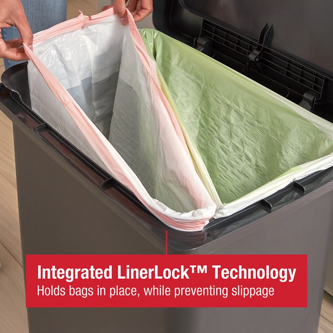 Large-capacity 71L step-on bin built for facilities requiring hygiene and durability.
Rubbermaid stainless steel pedal with secure liner lock and vented interior for easy servicing.