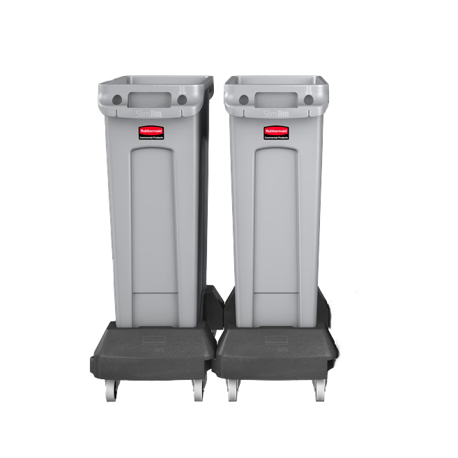 The Rubbermaid Commercial Vented Slim Jim® Resin Dolly is designed to support and transport Vented Slim Jim® containers smoothly and efficiently through any commercial facility.