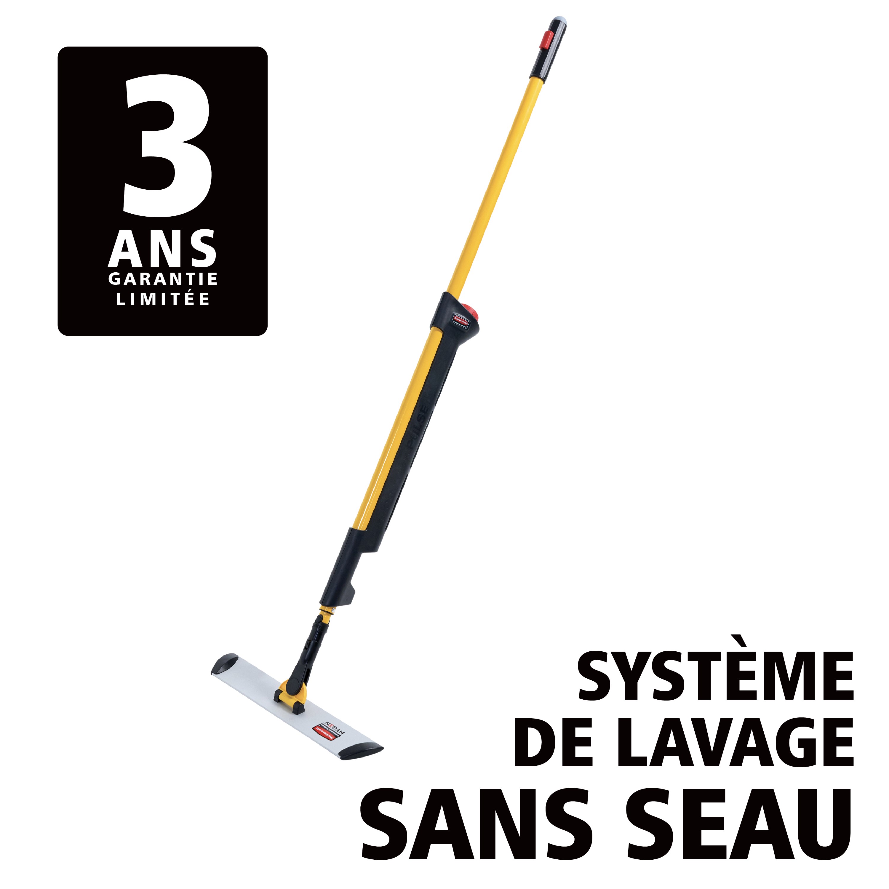 Le kit de lavage Rubbermaid HYGEN™ PULSE™ 1 face nettoie plus de mètres carrés en moins de temps. Microfibre de la meilleure qualité, réservoir intégré et libération de la solution de nettoyage à la demande permettent de laver les sols plus rapidement, plus facilement et plus efficacement.