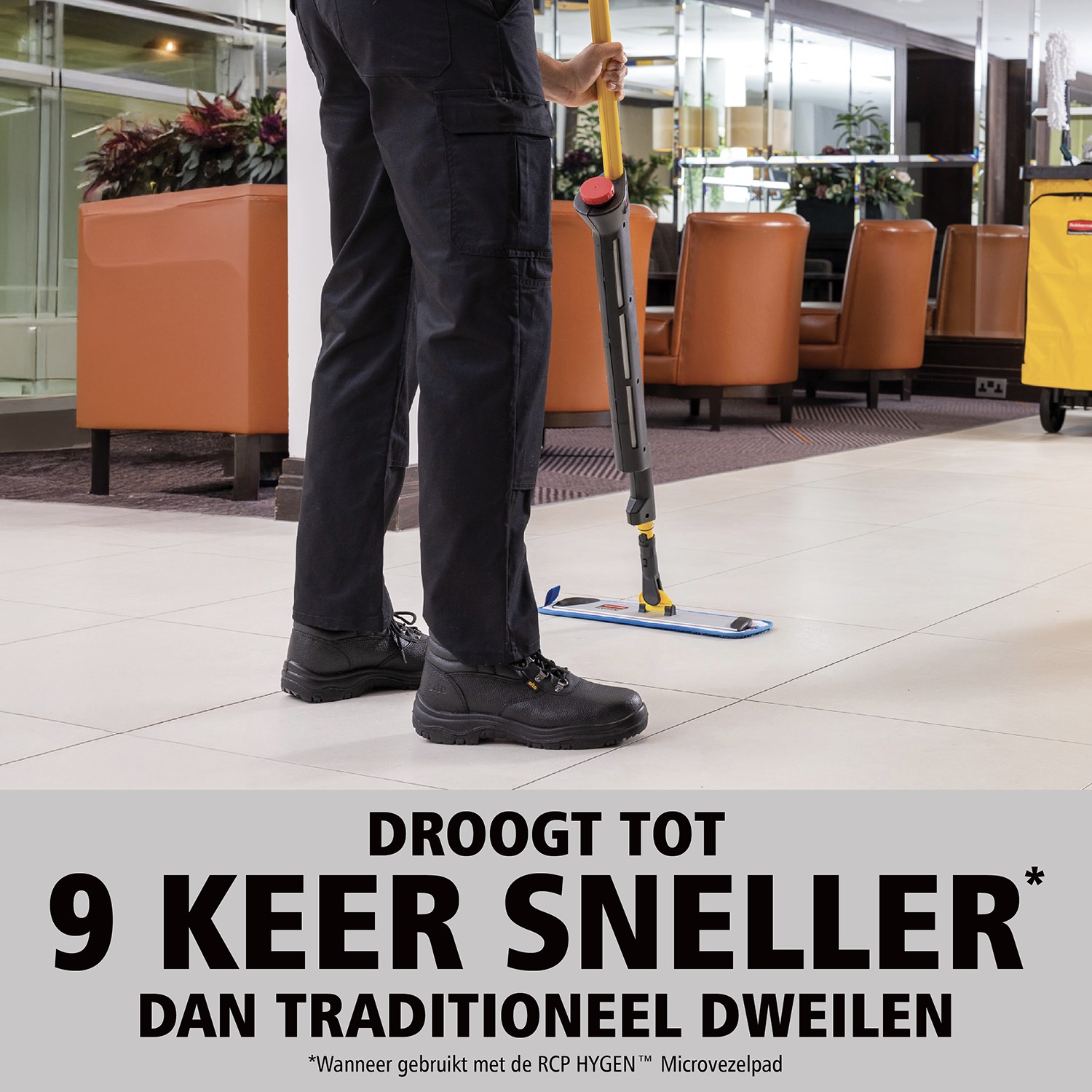 De HYGEN™ PULSE™ enkelzijdige mopkit van Rubbermaid Commercial reinigt grotere oppervlakken in minder tijd. De beste microvezelmop op de markt, een geïntegreerd reservoir en gebruikergestuurde afgifte van reinigingsmiddel zorgen voor schonere vloeren op een snellere, gemakkelijkere en efficiëntere manier.