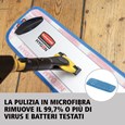 Il kit mop per PULSE™ HYGEN™ Rubbermaid Commercial a lato singolo pulisce una superficie maggiore in meno tempo. La migliore microfibra in commercio, il serbatoio integrato e un'erogazione controllata della soluzione consentono di ottenere pavimenti più puliti più velocemente, più facilmente e con maggiore efficacia.