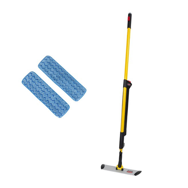 El kit de mopa de una cara Rubbermaid Commercial HYGEN™ PULSE™ limpia más metros cuadrados en menos tiempo. La mejor microfibra de la industria, el depósito incorporado y la aplicación controlada de solución según el uso facilitan la limpieza más rápida y eficaz del suelo.