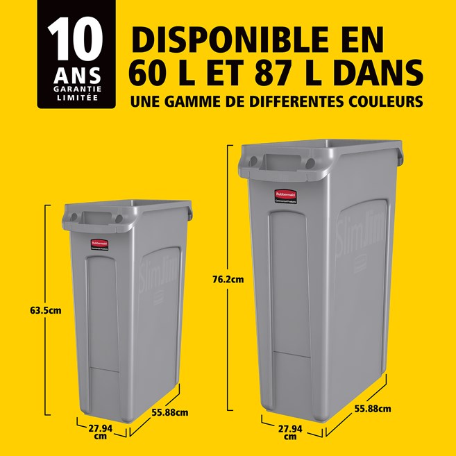 Les collecteurs Rubbermaid Slim Jim® avec conduits d'aération assurent des résultats irréprochables dans les espaces confinés.