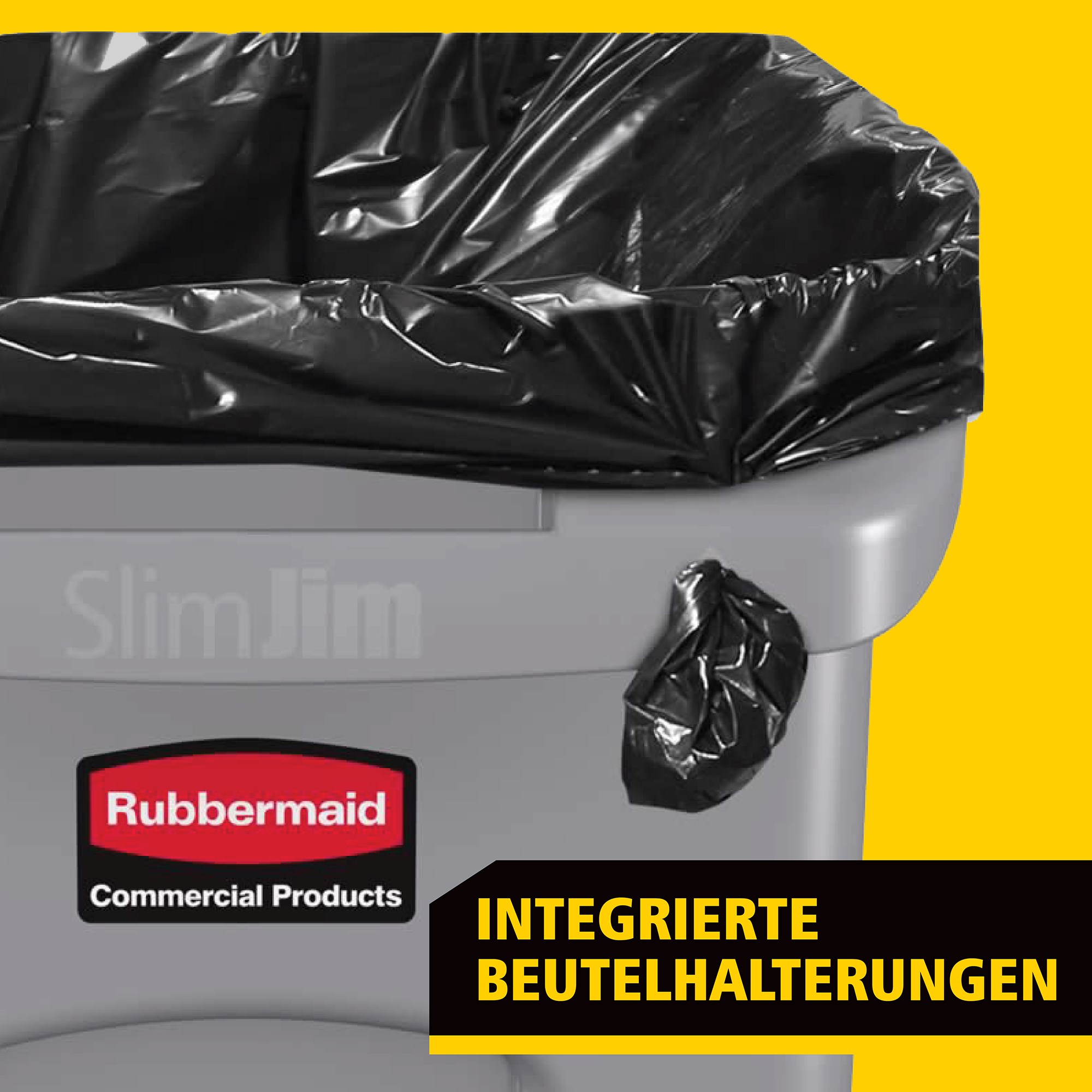 Die Slim Jim®-Behälter mit Belüftungskanälen von Rubbermaid Commercial bieten beispiellose Leistung in engen Räumen.