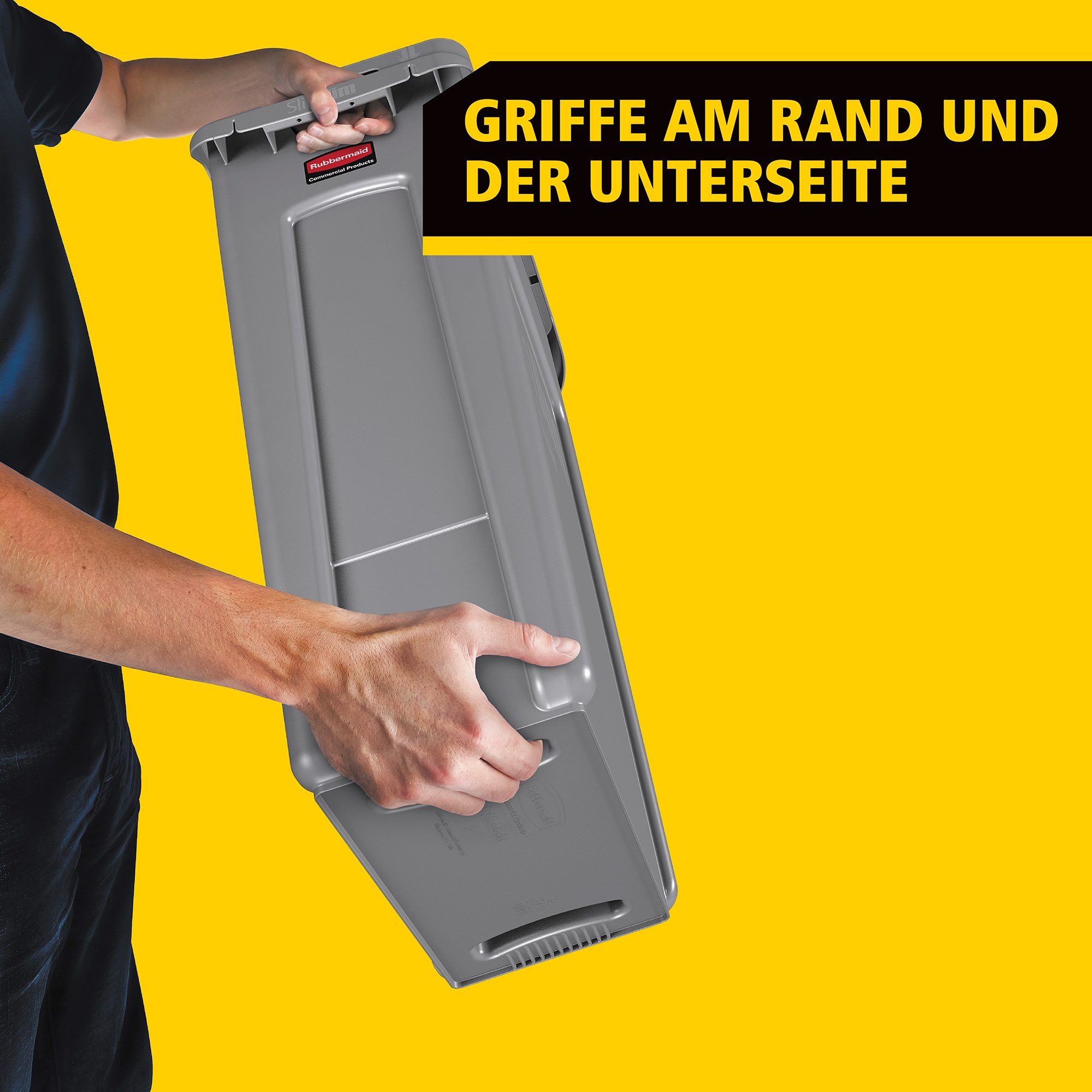 Die Slim Jim®-Behälter mit Belüftungskanälen von Rubbermaid Commercial bieten beispiellose Leistung in engen Räumen.