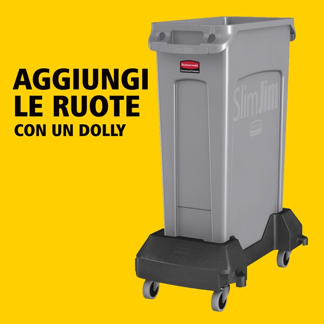 I bidoni Slim Jim® Rubbermaid Commercial con sfiati offrono prestazioni eccellenti anche in spazi ristretti.