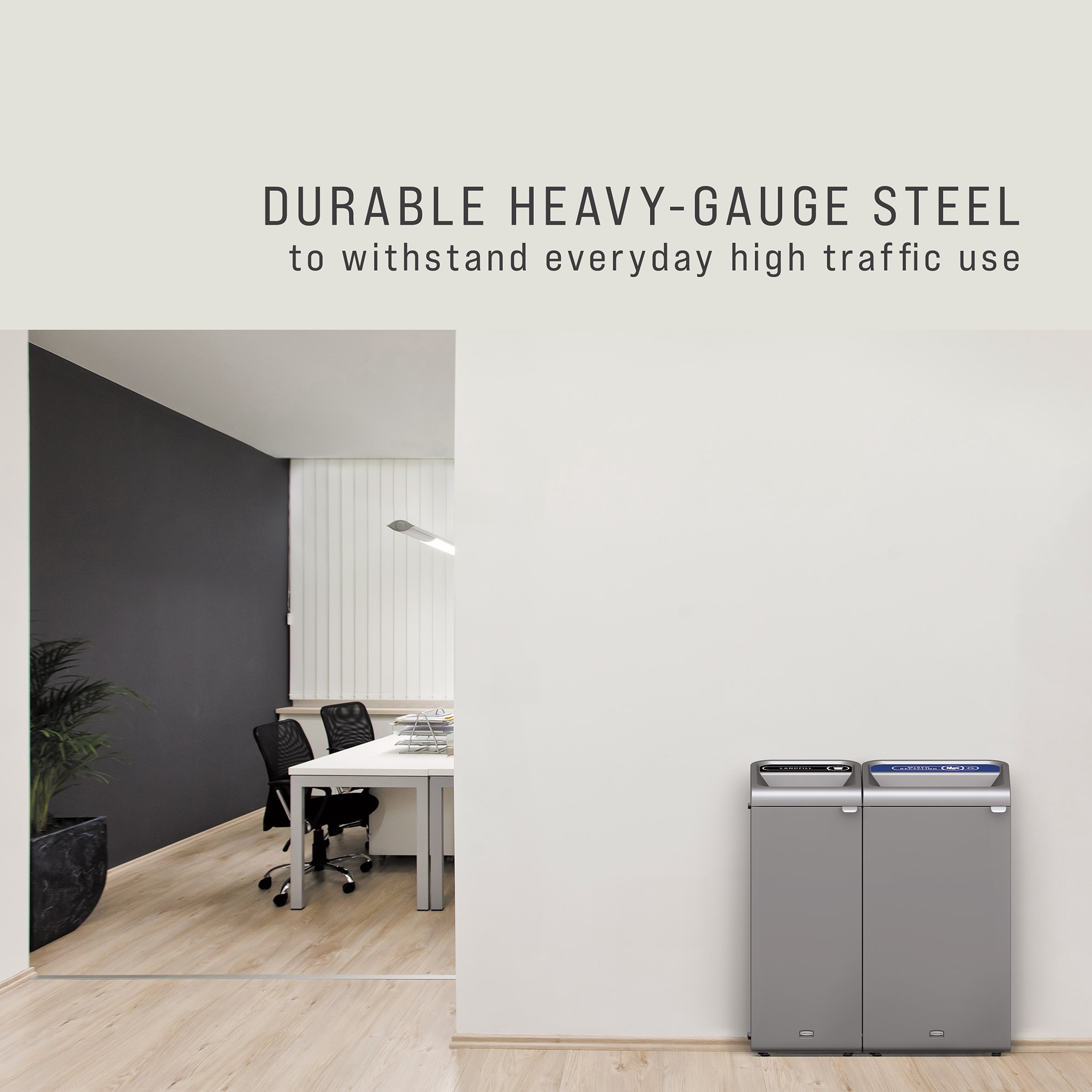 An easy to configure modular recycling system for facilities with sustainability and aesthetics in mind