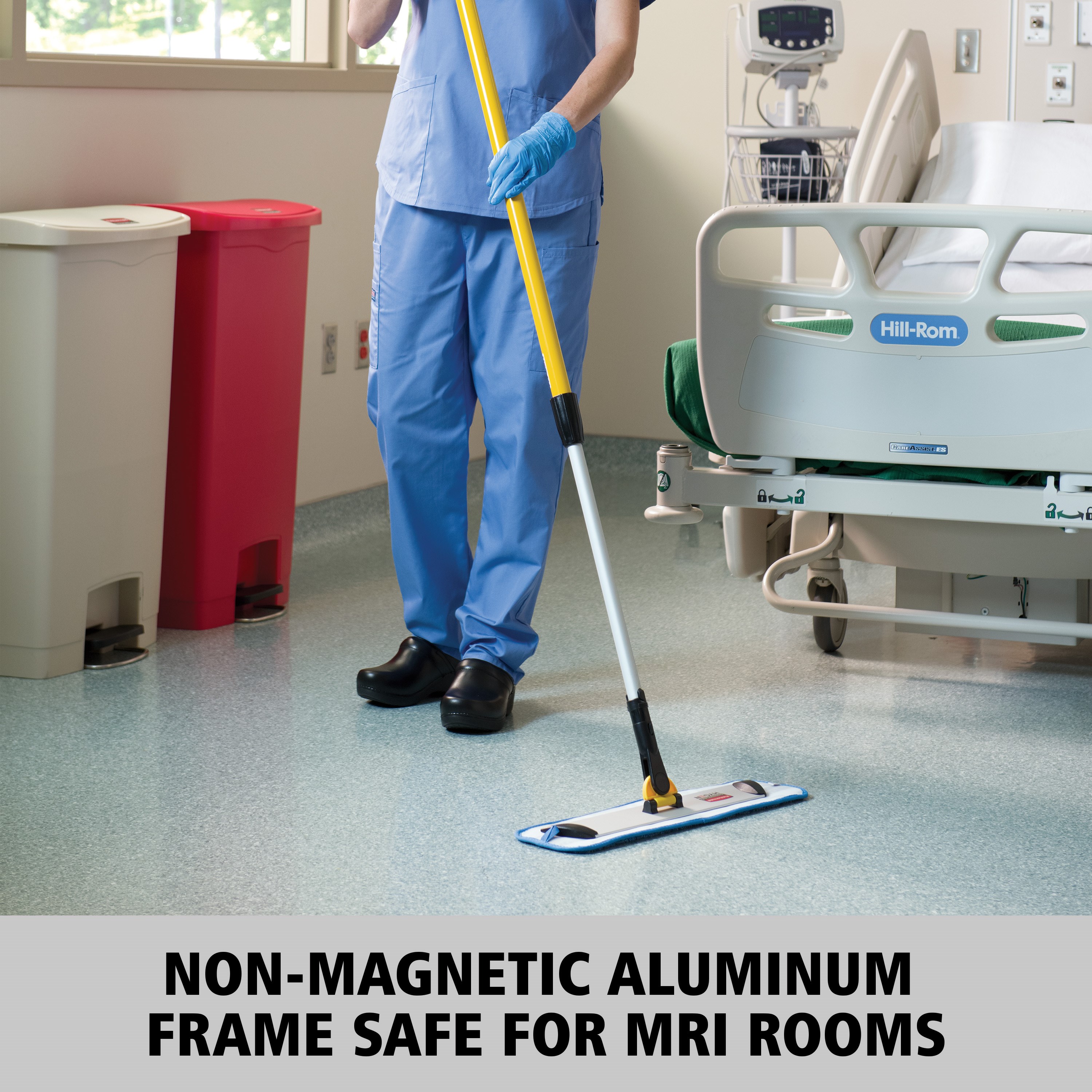 HYGEN™ Quick-Connect Frames features a flat profile that slides easily under furniture and equipment. Trapezoidal shape improves cleaning in corners and other hard to reach areas by reaching the highest spaces with ease.