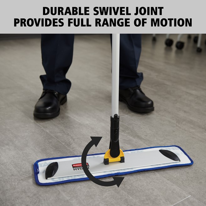 HYGEN™ Quick-Connect Frames features a flat profile that slides easily under furniture and equipment. Trapezoidal shape improves cleaning in corners and other hard to reach areas by reaching the highest spaces with ease.