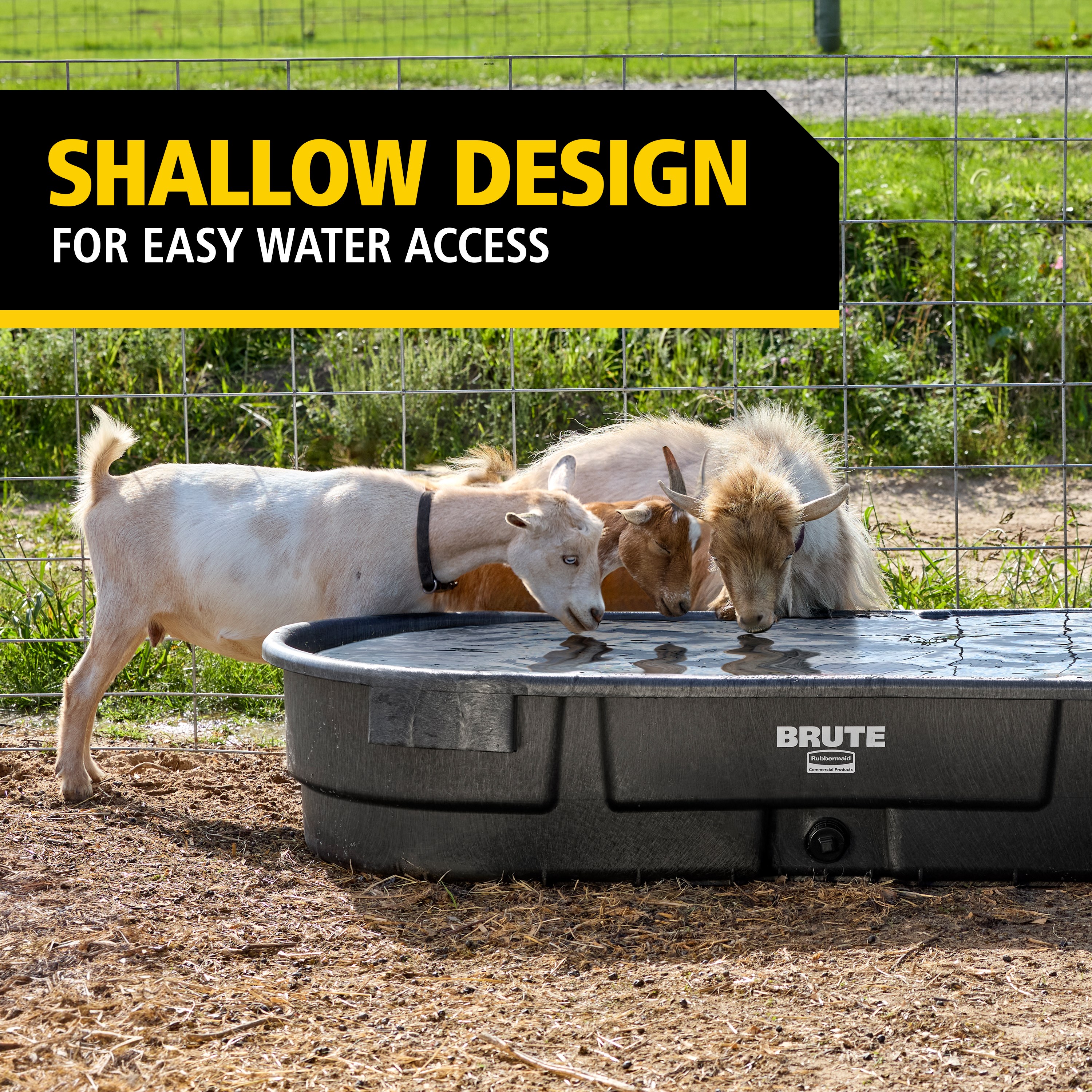 The BRUTE 120 Gallon Low Profile Stock Tank in black is perfect for water trough, horse trough, or livestock tank use. Made by Rubbermaid Commercial, this tank is durable and reliable for all your watering needs.