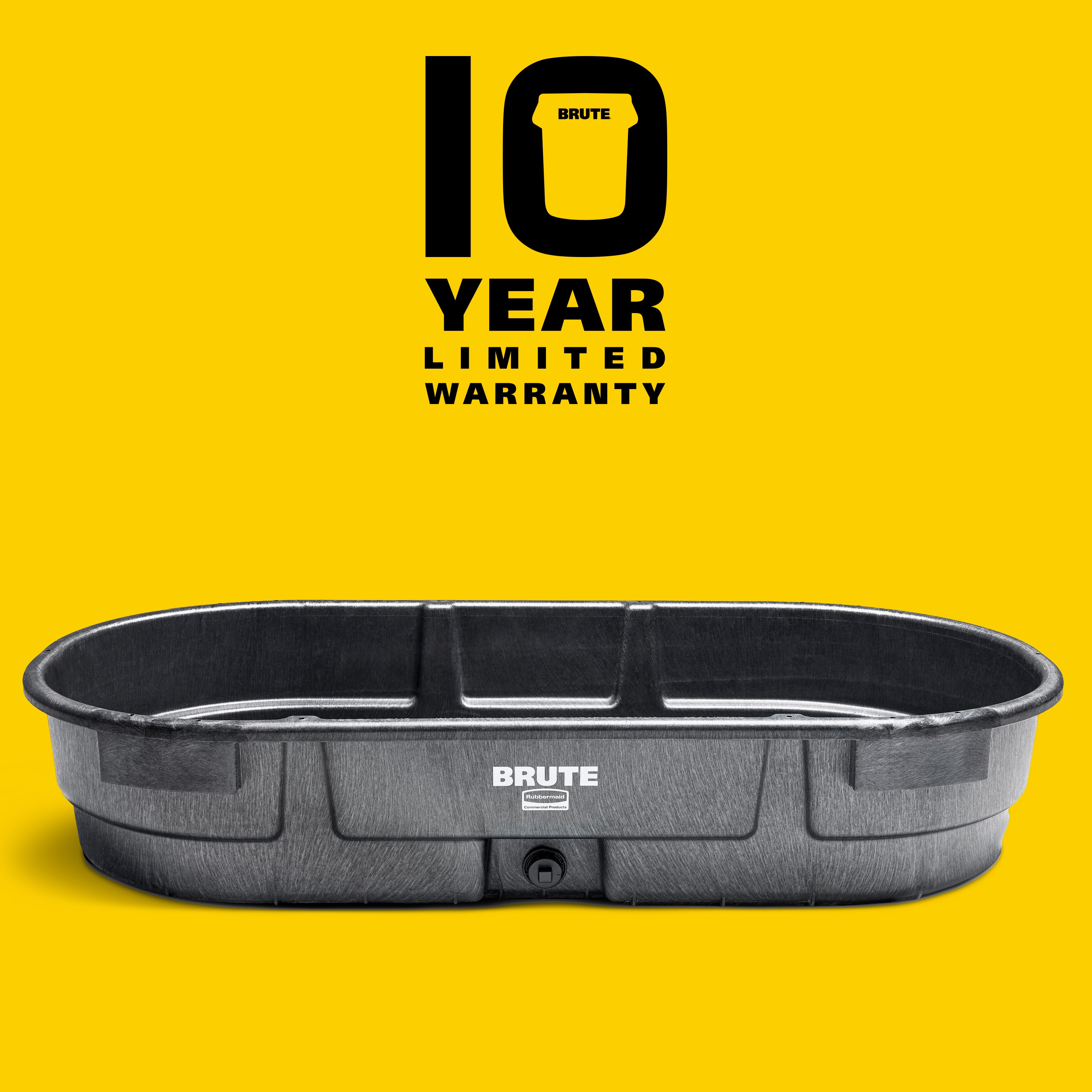 The BRUTE 120 Gallon Low Profile Stock Tank in black is perfect for water trough, horse trough, or livestock tank use. Made by Rubbermaid Commercial, this tank is durable and reliable for all your watering needs.