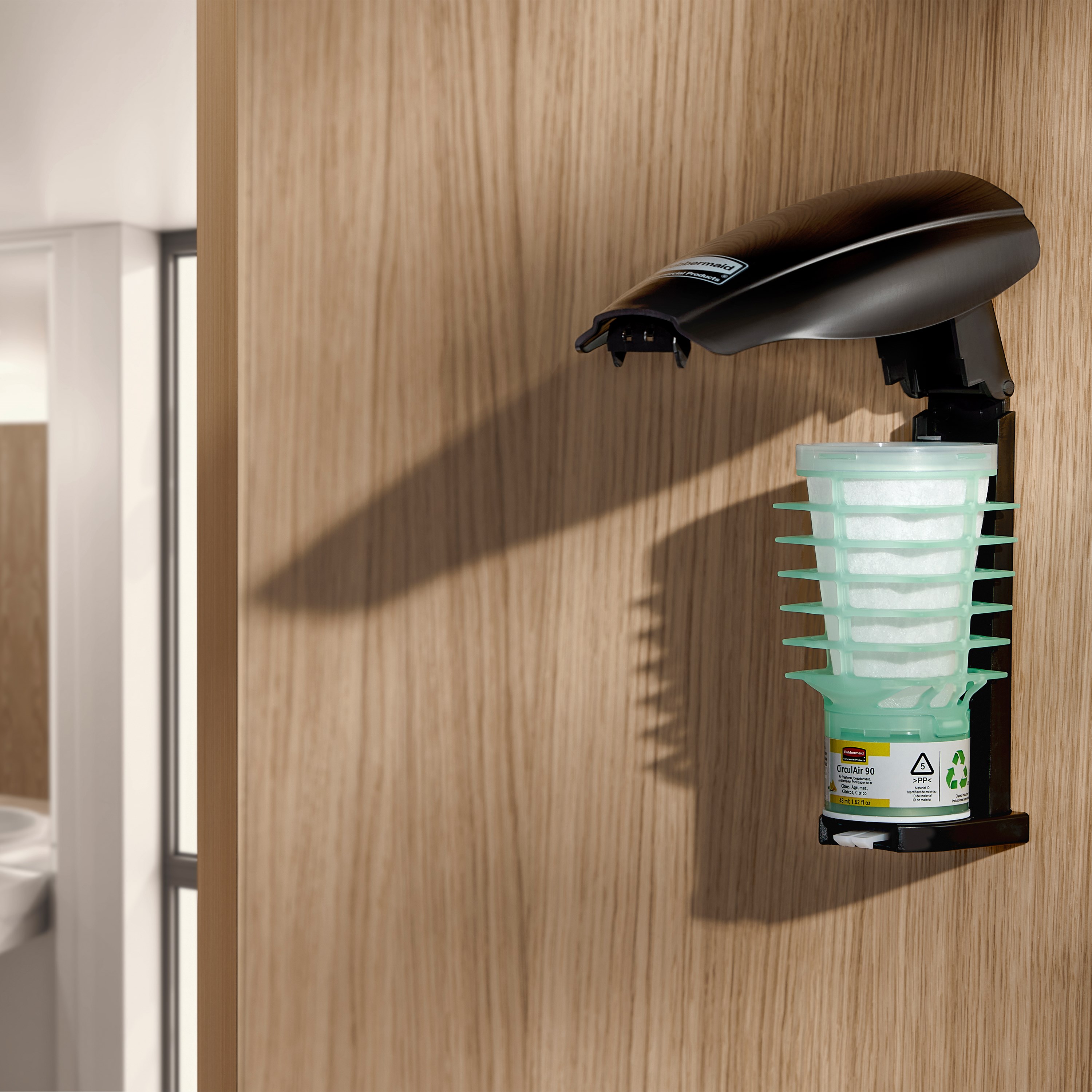 Battery-free Passive Air Care Dispenser compatible with CirculAir 90™ Air Care Refills, delivering uninterrupted performance and 90 days or more of maintenance-free fragrance.