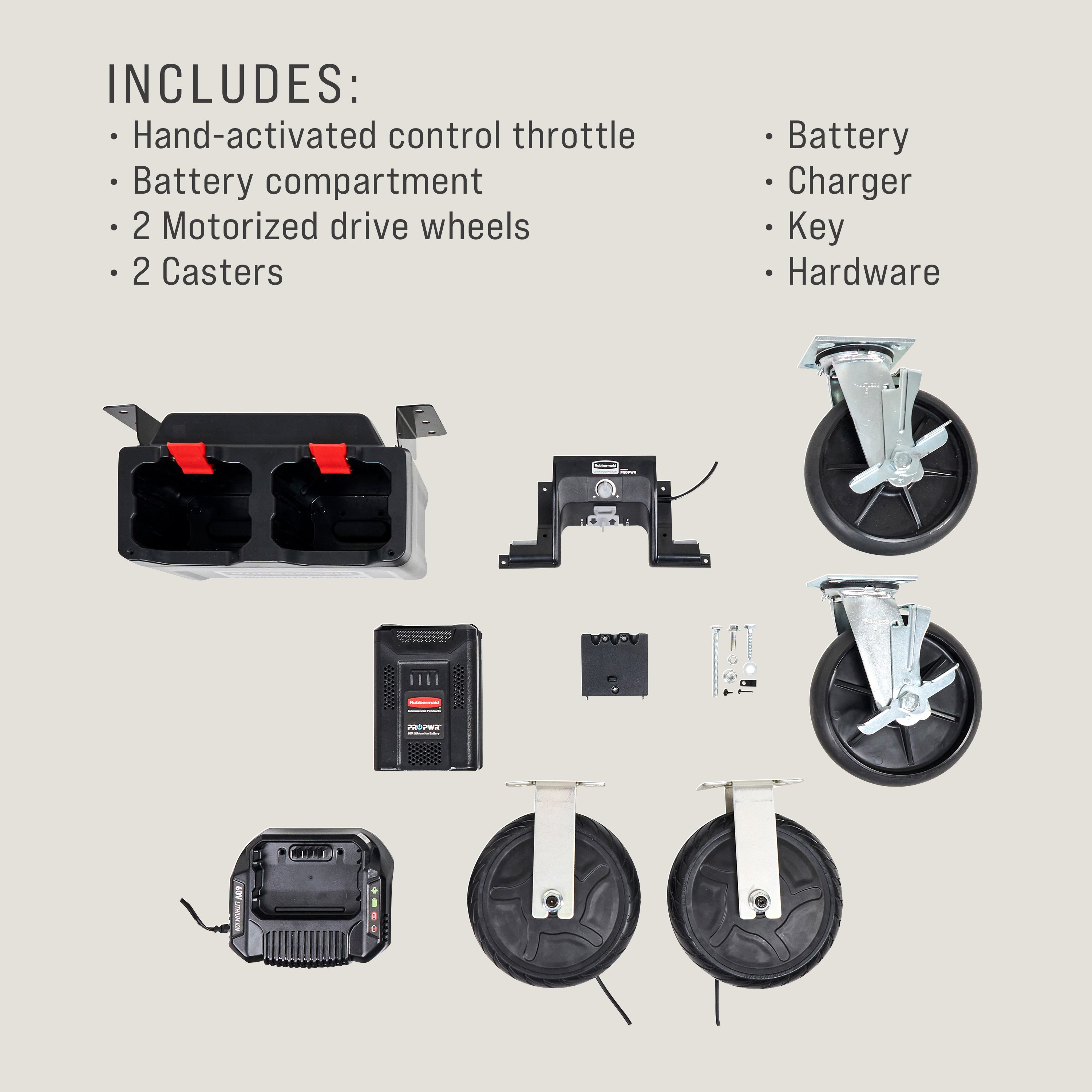 The PROPWR™ Motorized Kit for Housekeeping Carts is the ideal choice for users who want to move heavy housekeeping loads with virtually no effort involved.