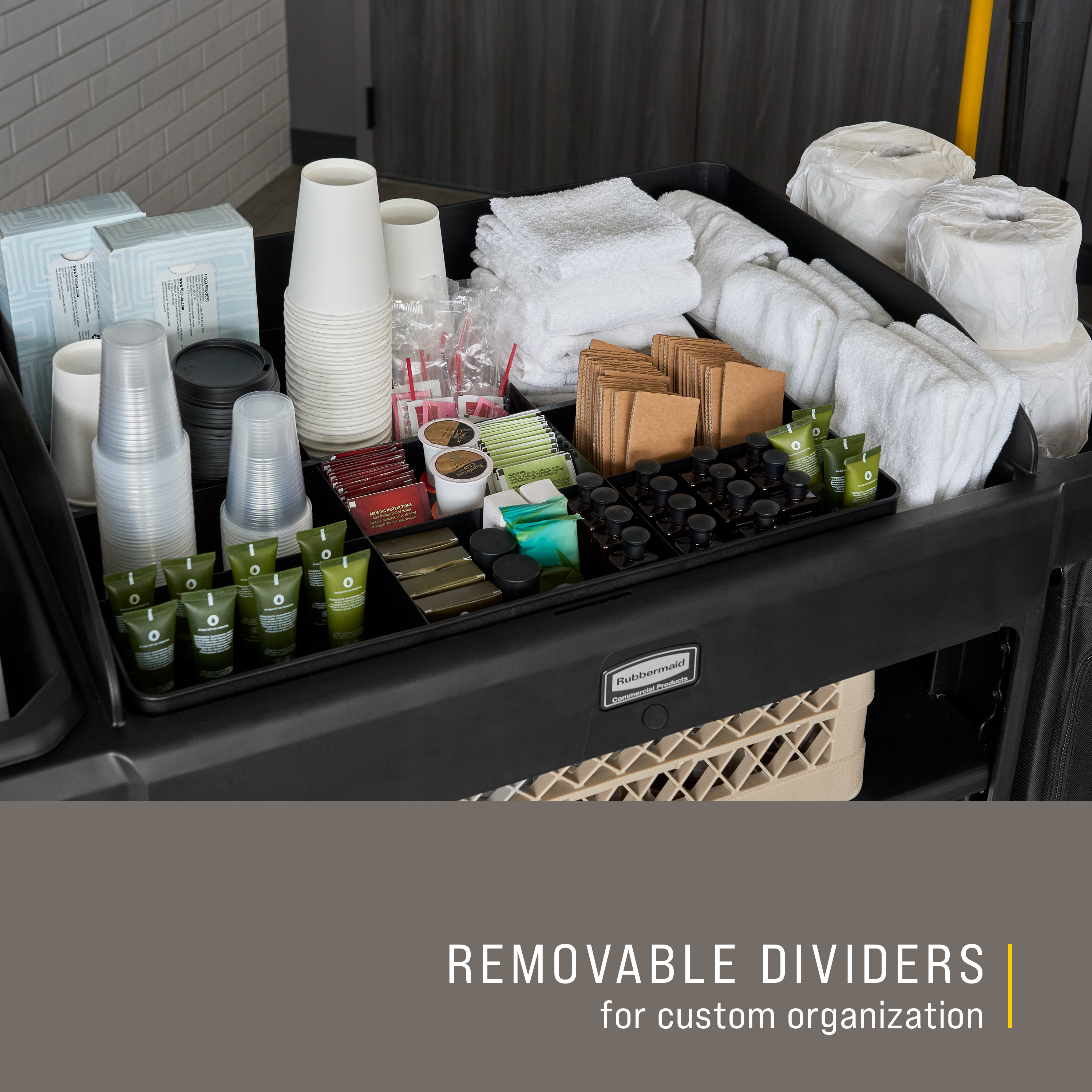 The Amenity Organizer is designed to provide housekeepers with a customizable solution for better cart organization.