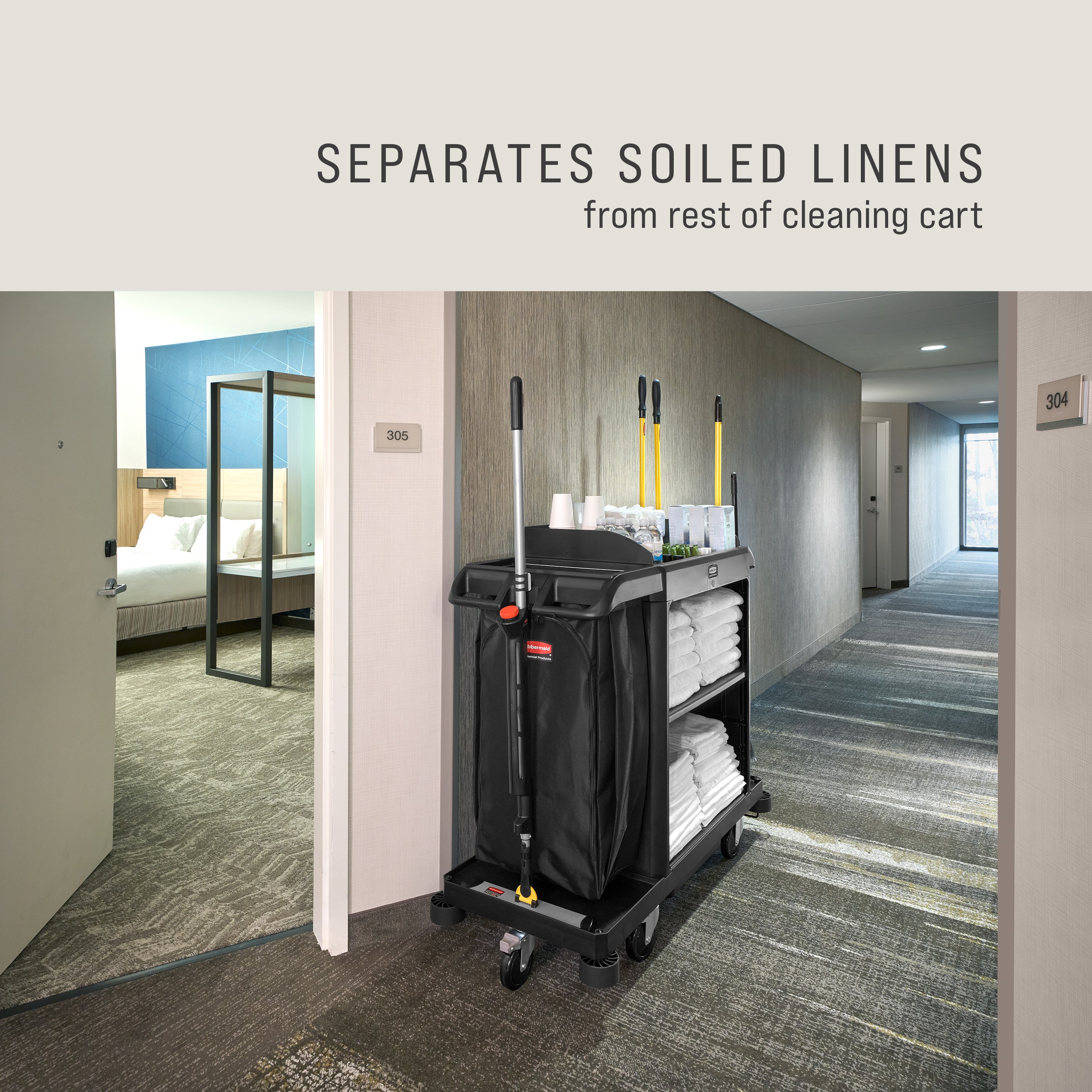 The 30 Gallon Canvas Bag for Housekeeping Carts is a high-capacity waste collection bag that can hold up to 30 gallons of soiled linens or waste; keeping dirty items separate from the rest of the cart.