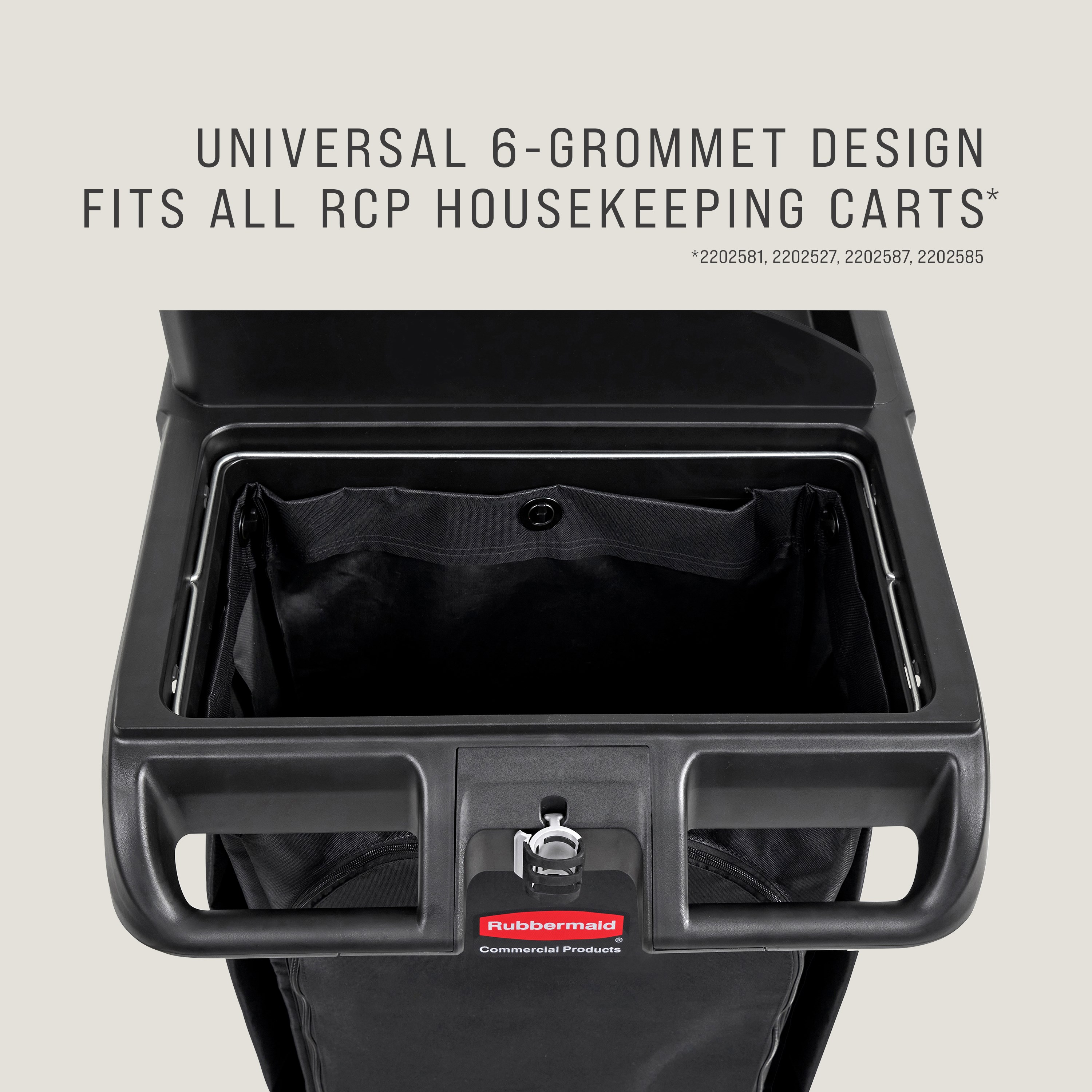 The 30 Gallon Canvas Bag for Housekeeping Carts is a high-capacity waste collection bag that can hold up to 30 gallons of soiled linens or waste; keeping dirty items separate from the rest of the cart.