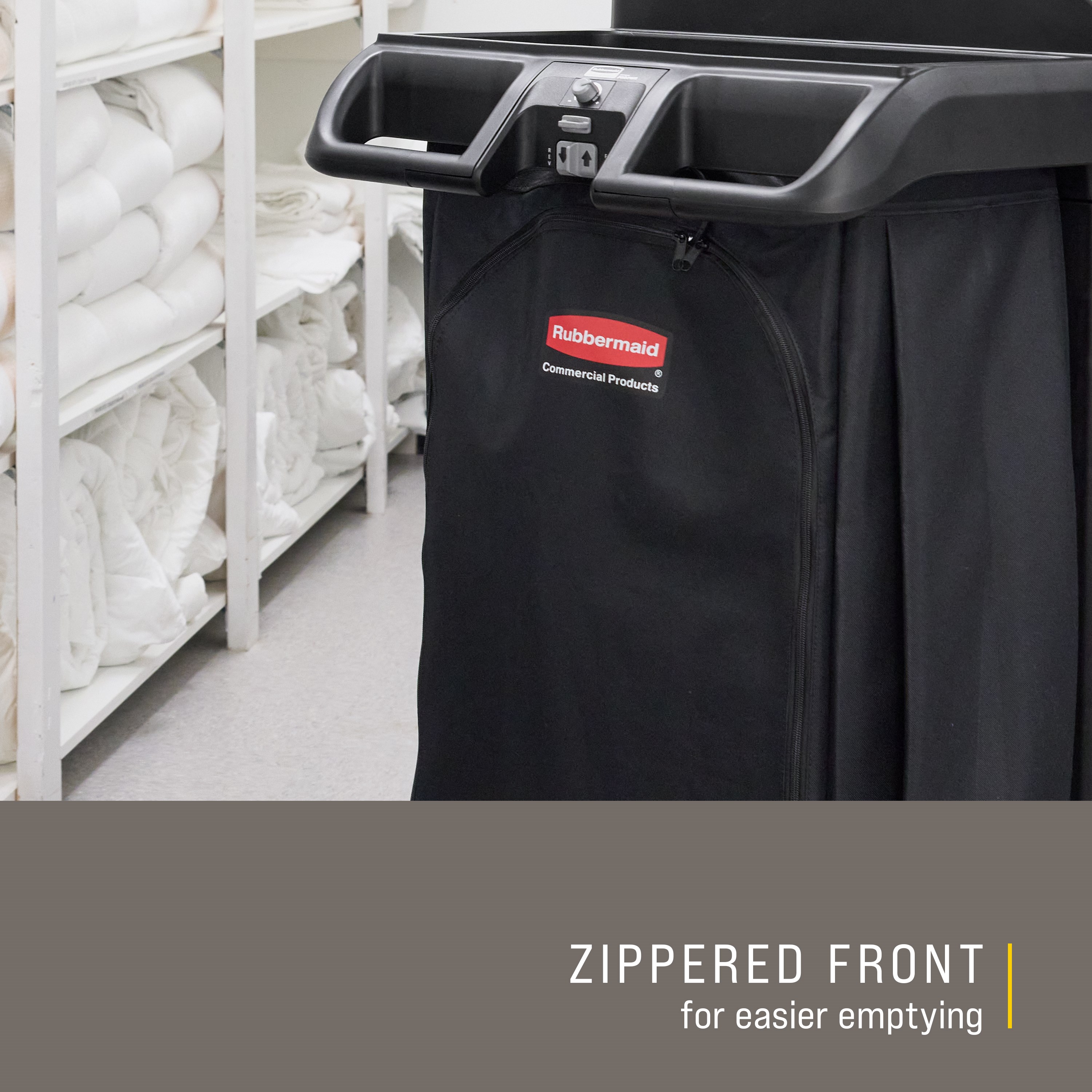 The 30 Gallon Canvas Bag for Housekeeping Carts is a high-capacity waste collection bag that can hold up to 30 gallons of soiled linens or waste; keeping dirty items separate from the rest of the cart.