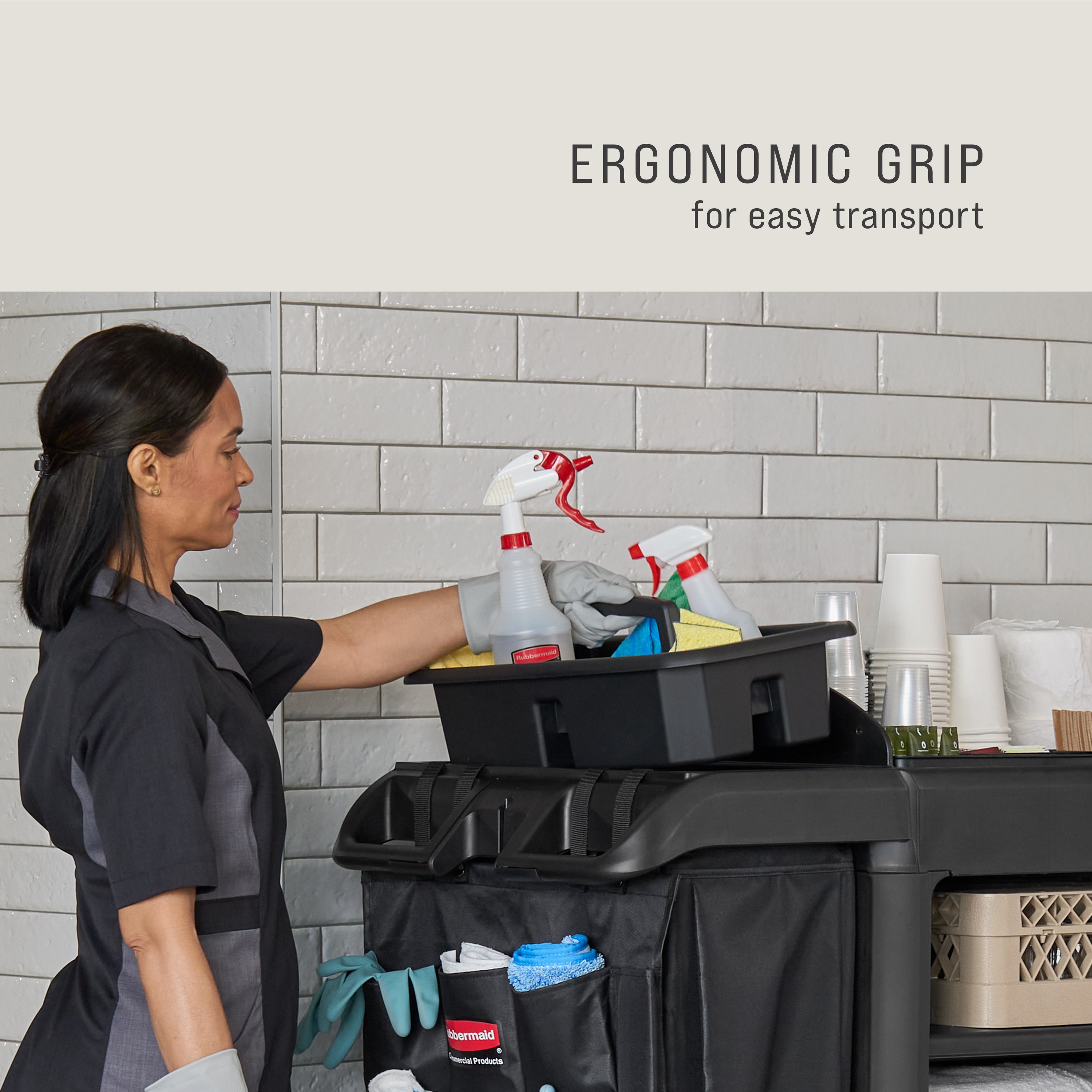 The Cleaning Caddy is an all-purpose caddy designed for easily carrying cleaning supplies or tools.