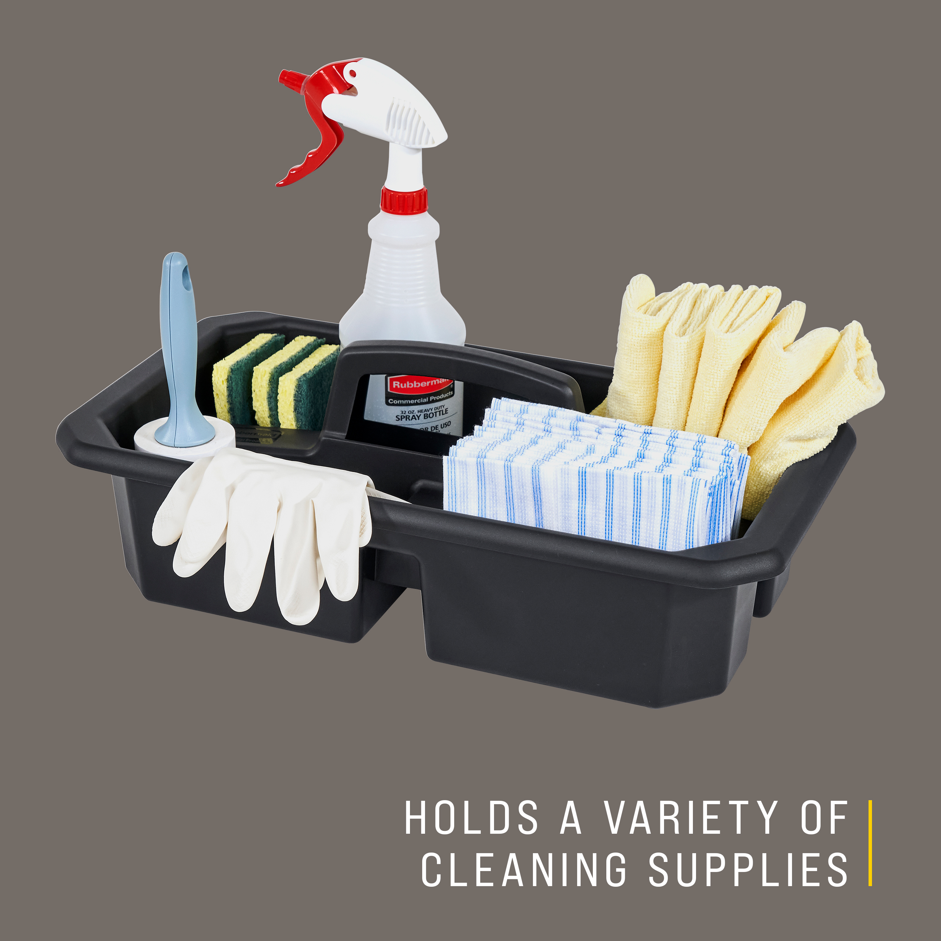 The Cleaning Caddy is an all-purpose caddy designed for easily carrying cleaning supplies or tools.