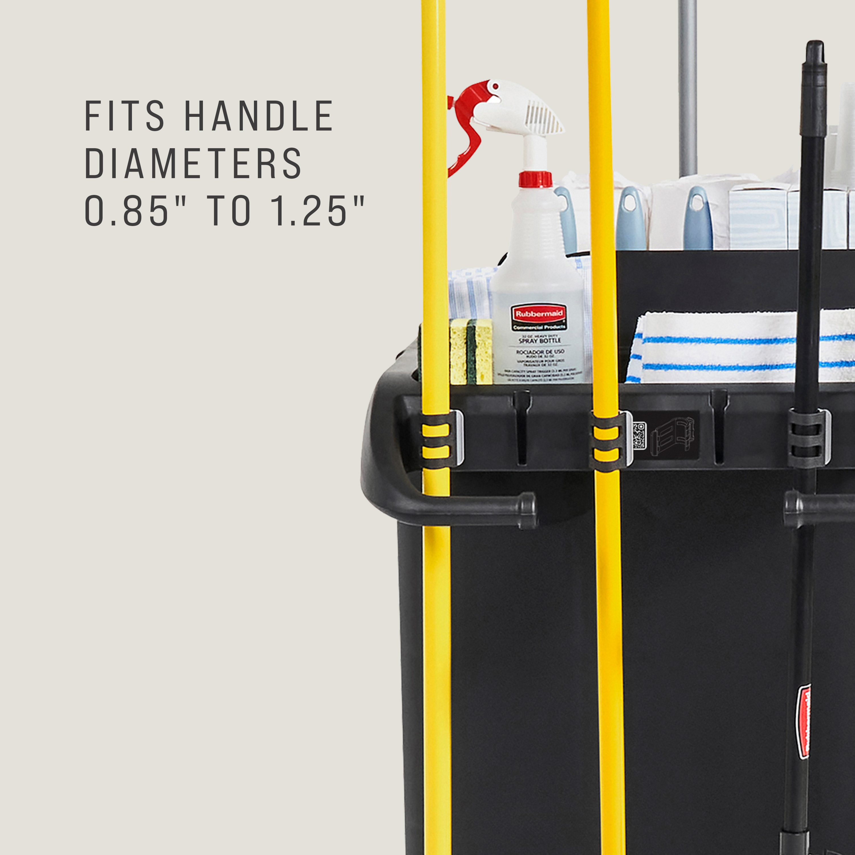Rubbermaid Commercial Product's new QuickClip System offers users a simple, on-the-go solution for storing and accessing stick goods.