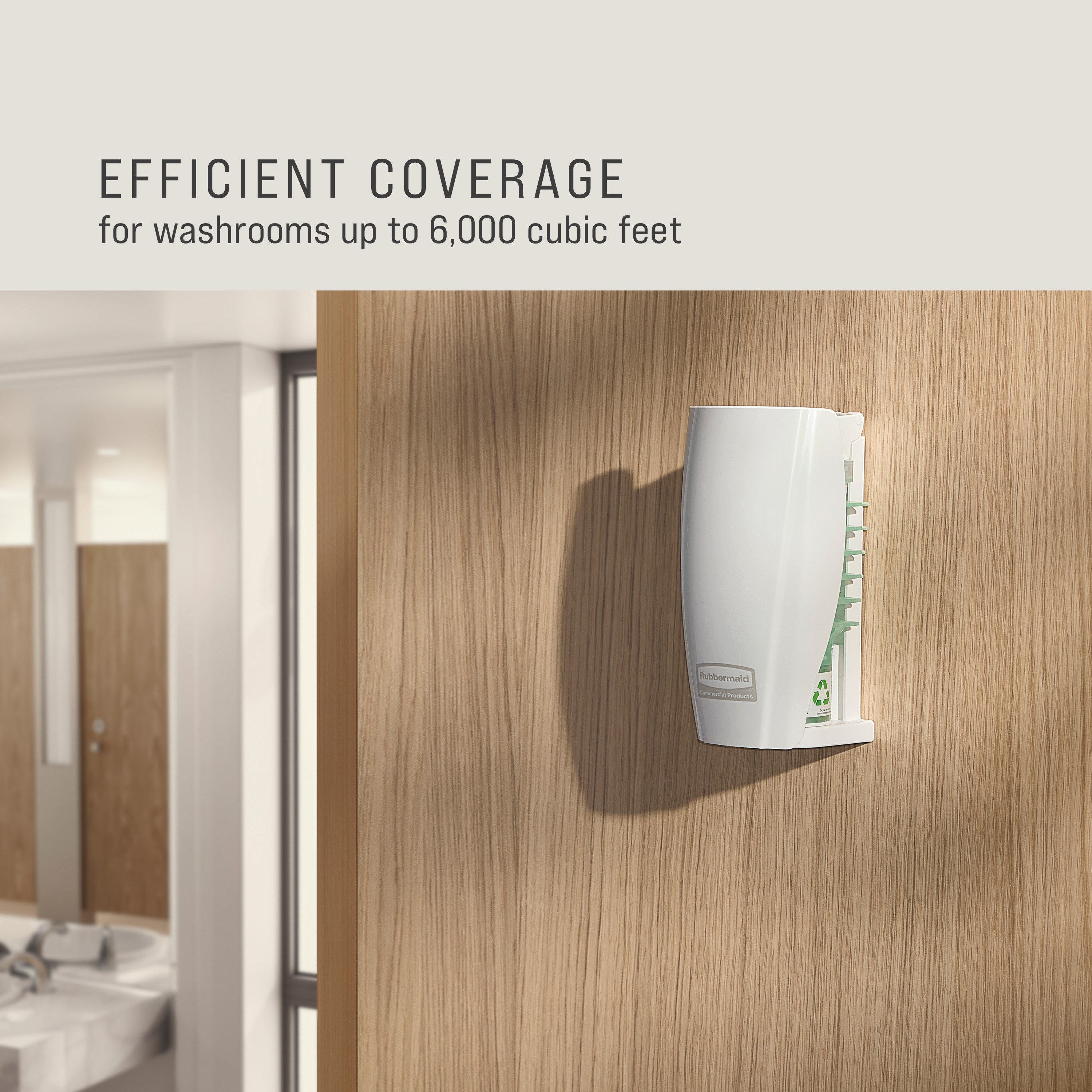 The Rubbermaid Commercial Products® CirculAir 90™ Crystal Breeze scent refill is engineered to deliver reliable air care performance with verified recyclability. Made from a single material, the refill is recycle-stream-ready and requires no dismantling.