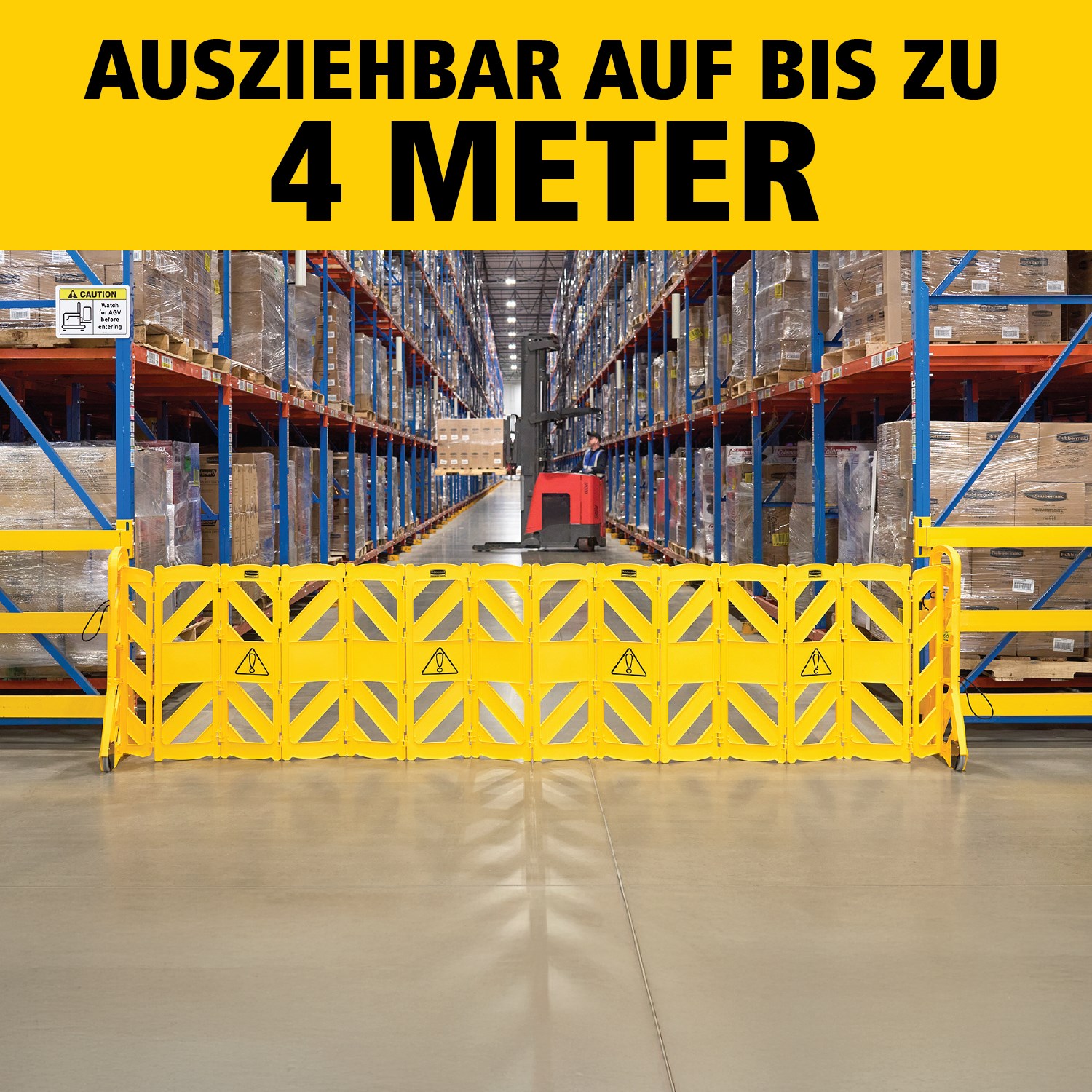 Einfach zu bedienen, gut zu sehen, schnell zu bewegen und leicht zu verstauen: Die mobile Absperrung besteht aus beweglichen Elementen mit einer Gesamtlänge von bis zu 4 Metern. Sie kann gerade, gebogen oder kreisförmig eingesetzt werden. ANSI- / OSHA-konforme Farben.