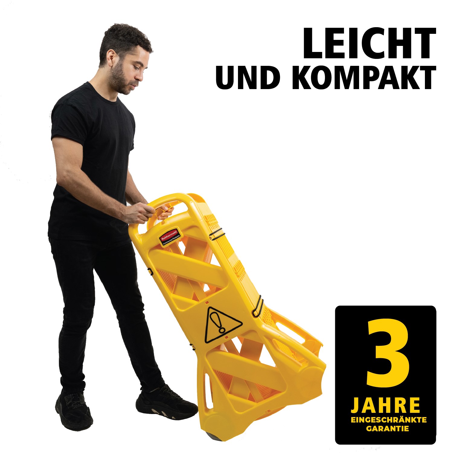 Einfach zu bedienen, gut zu sehen, schnell zu bewegen und leicht zu verstauen: Die mobile Absperrung besteht aus beweglichen Elementen mit einer Gesamtlänge von bis zu 4 Metern. Sie kann gerade, gebogen oder kreisförmig eingesetzt werden. ANSI- / OSHA-konforme Farben.