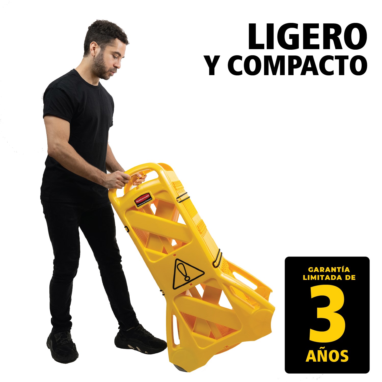 La barrera móvil es fácil de usar, de ver, de mover y de almacenar y puede extenderse hasta 4 metros gracias a los paneles articulados. Se puede utilizar recta, en curva o en círculo. Colores compatibles con el estándar ANSI/OSHA.