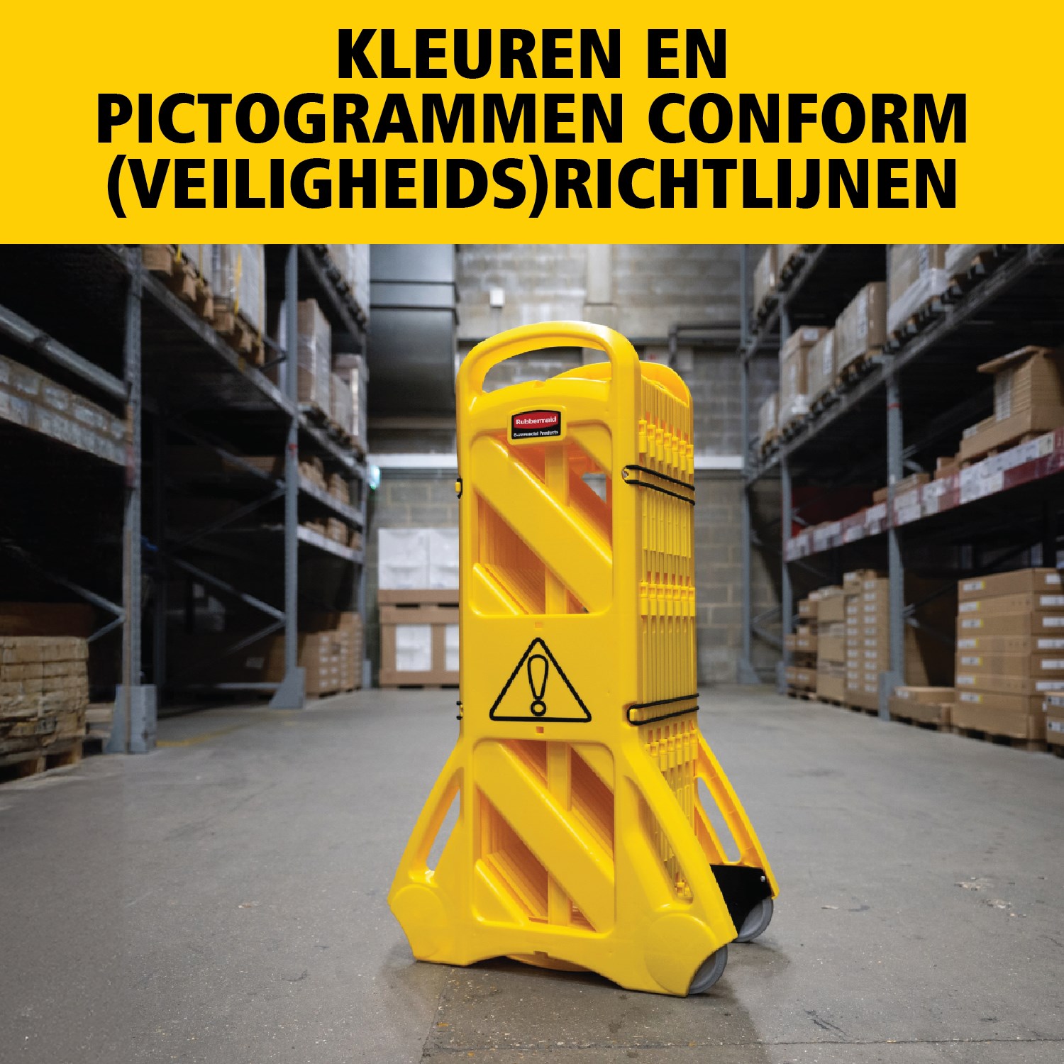 Draagbare barrière die gemakkelijk te gebruiken, te zien, te verplaatsen en op te bergen is, voorzien van scharnierende panelen om te verlengen tot 4 meter. De barrière kan recht, gebogen of in de vorm van een cirkel worden gebruiktµ. ANSI/OSHA-conforme kleuren.