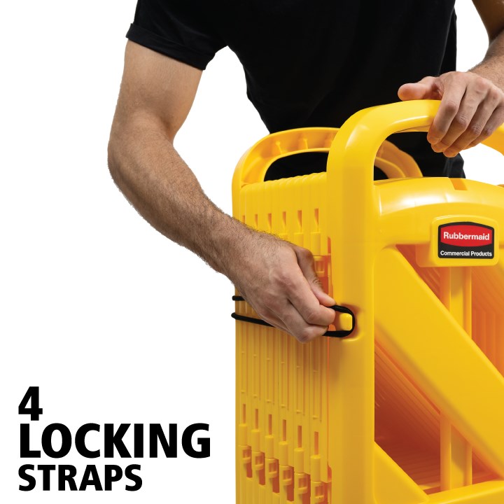 Rubbermaid Commercial Products Plastic Foldable Safety Barrier | 4m Length | For Spills, Maintenance & Construction | Yellow | FG9S1100YEL