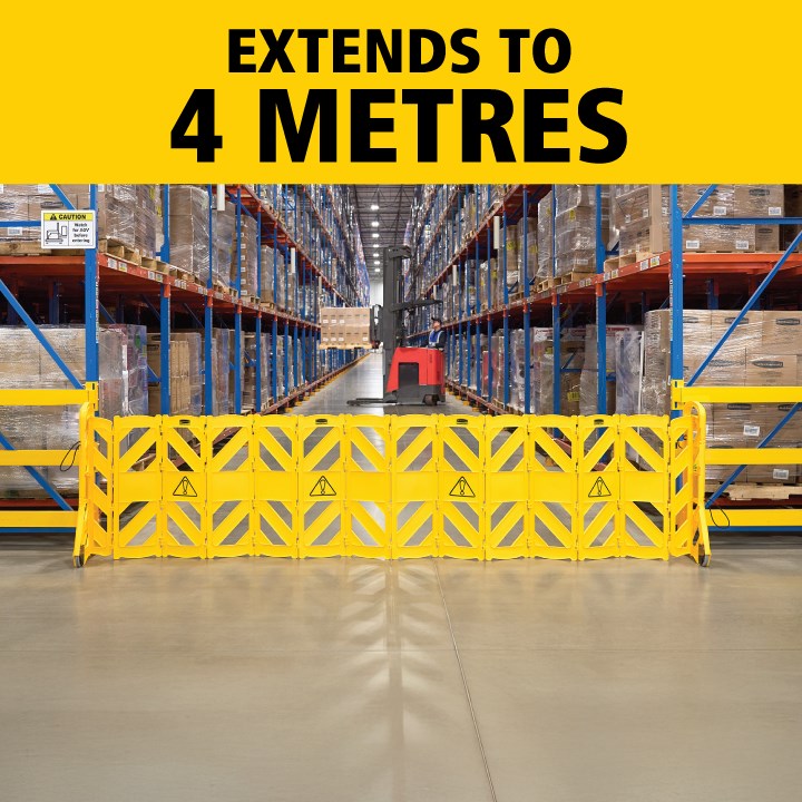 Rubbermaid Commercial Products Plastic Foldable Safety Barrier | 4m Length | For Spills, Maintenance & Construction | Yellow | FG9S1100YEL