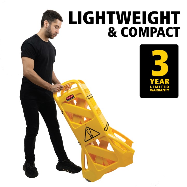 Rubbermaid Commercial Products Plastic Foldable Safety Barrier | 4m Length | For Spills, Maintenance & Construction | Yellow | FG9S1100YEL