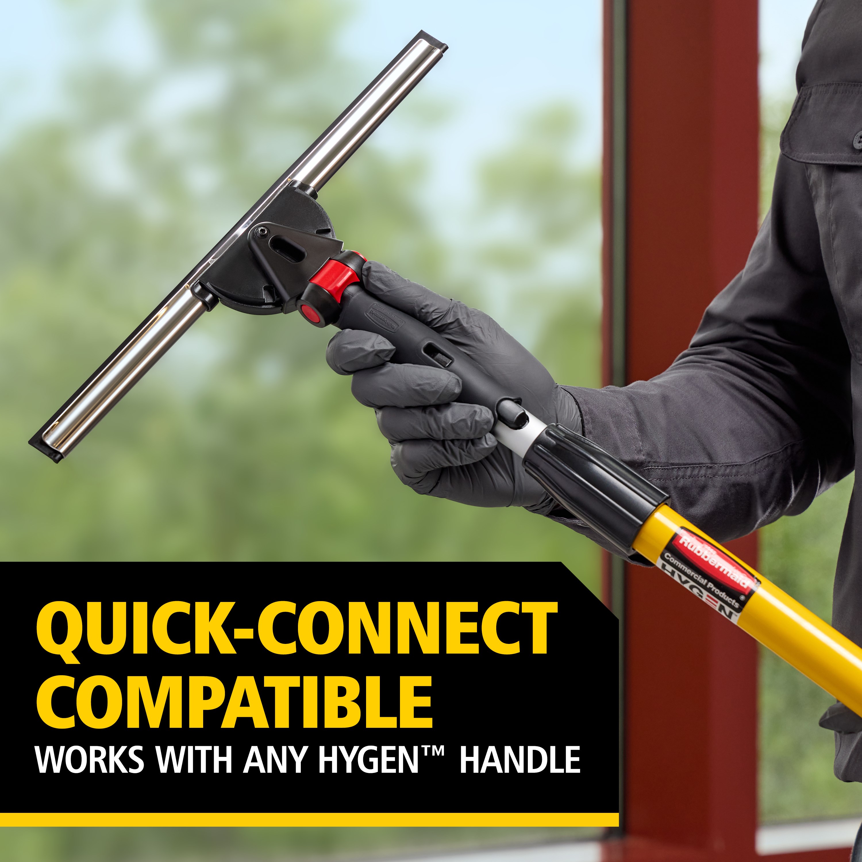 The Rubbermaid Commercial Products® 14-Inch Glass Squeegee delivers streak-free results with every swipe. Its soft rubber blade glides effortlessly over glass, ensuring a spotless, professional finish on the first try.