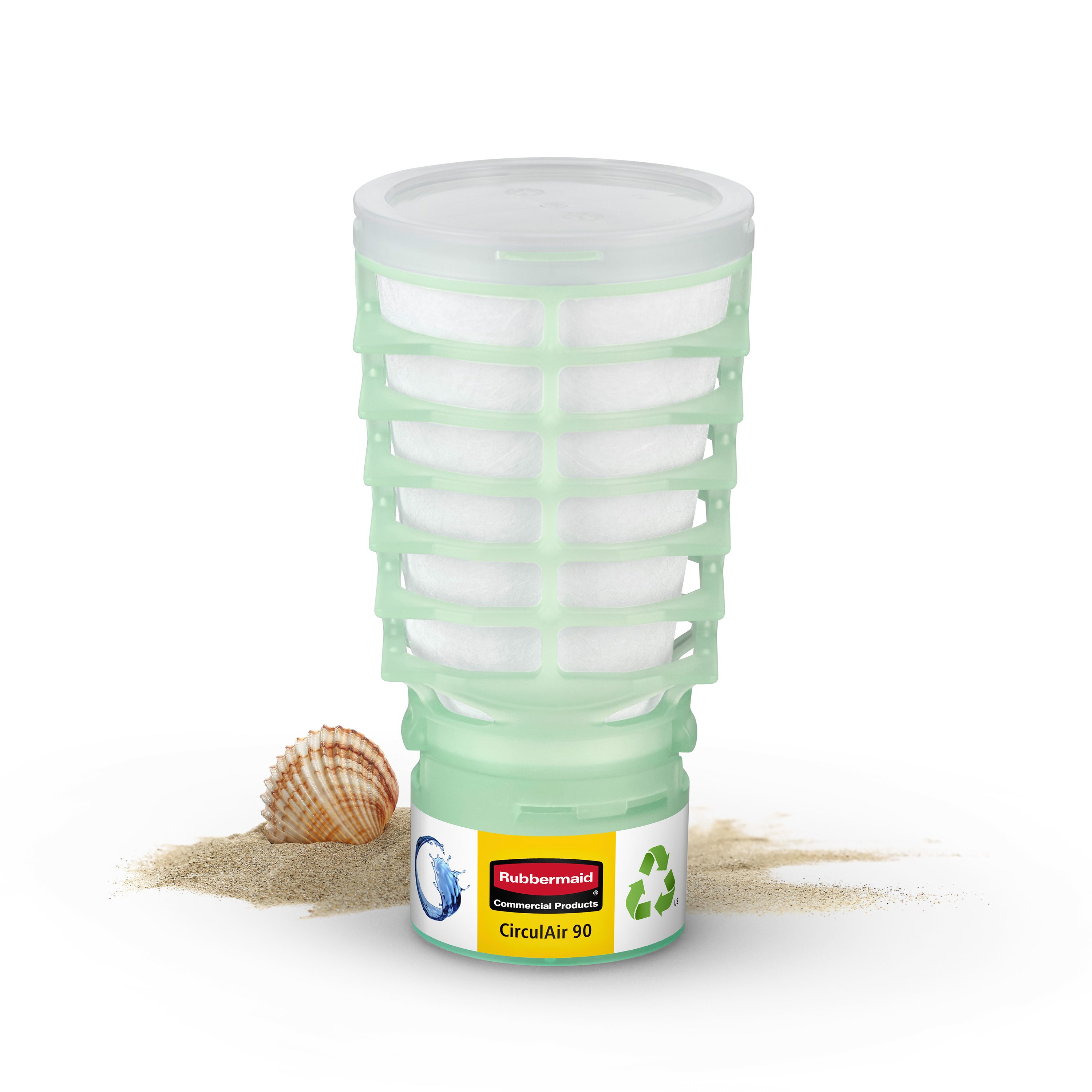 The Rubbermaid Commercial Products® CirculAir 90™ Blue Splash scent refill is engineered to deliver reliable air care performance that is 3rd-party verified and recycle stream ready. Made from a single material, the refill is recycle-stream-ready and requires no dismantling.