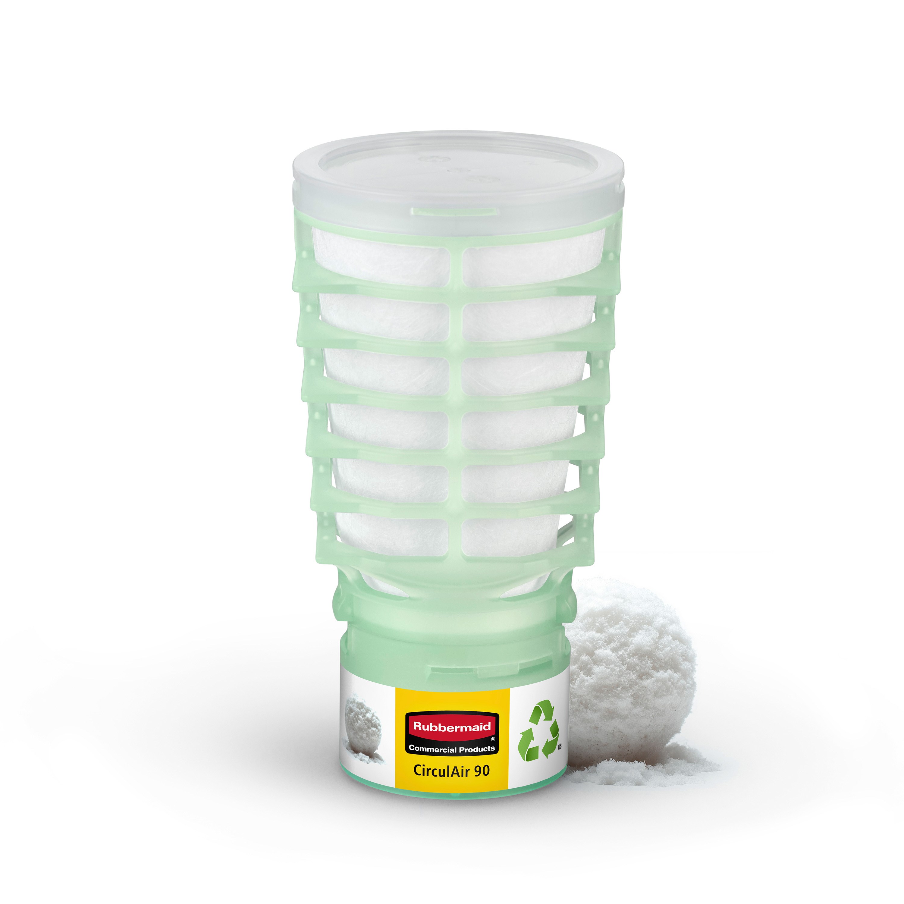The Rubbermaid Commercial Products® CirculAir 90™ Polar Mist scent refill is engineered to deliver reliable air care performance that is 3rd-party verified and recycle stream ready. Made from a single material, the refill is recycle-stream-ready and requires no dismantling.