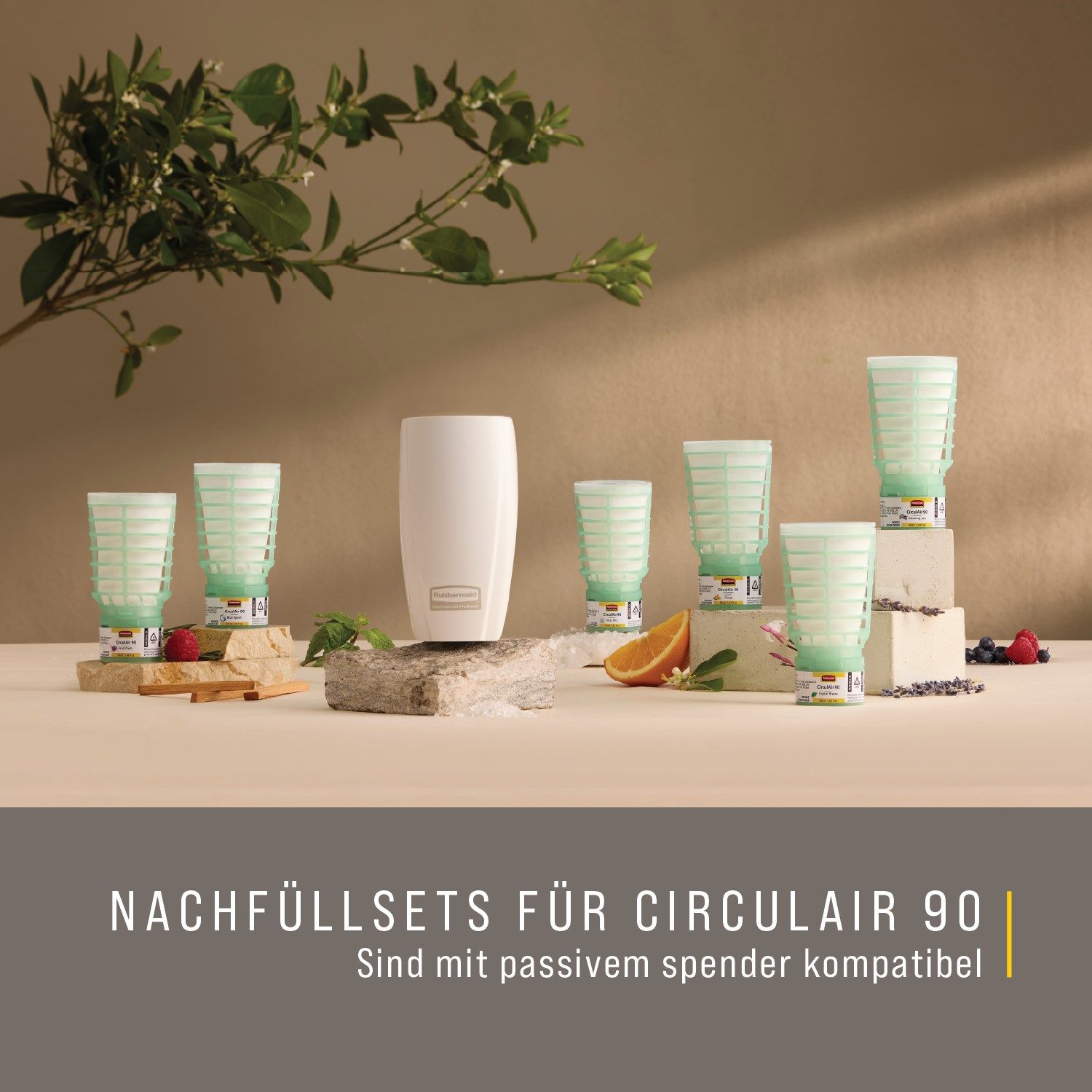 Die CirculAir 90™ Relaxing Spa‑Nachfüllung von Rubbermaid Commercial Products® wurde entwickelt, um eine zuverlässige Luftpflegeleistung mit bestätigter Recyclingfähigkeit zu gewährleisten. Die Nachfüllung besteht aus einem einzigen Material, ist vollständig recycelbar und erfordert kein Zerlegen (EU, UK, NO, CH).
