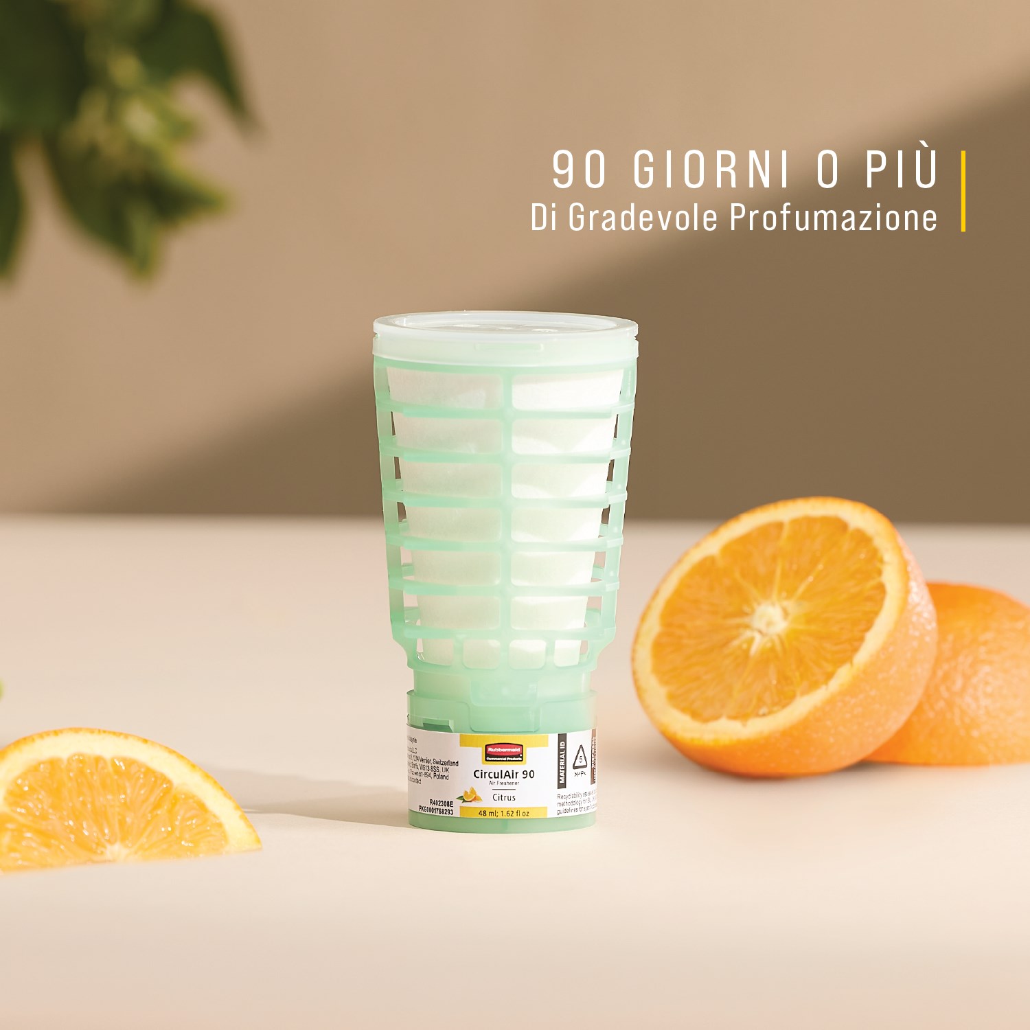 La ricarica profumata CirculAir 90™ Citrus Mix di Rubbermaid Commercial Products® è stata sviluppata per offrire una cura dell’aria affidabile con una riciclabilità comprovata.
Realizzata in un unico materiale, è completamente riciclabile e non richiede smontaggio (UE, UK, NO, CH).