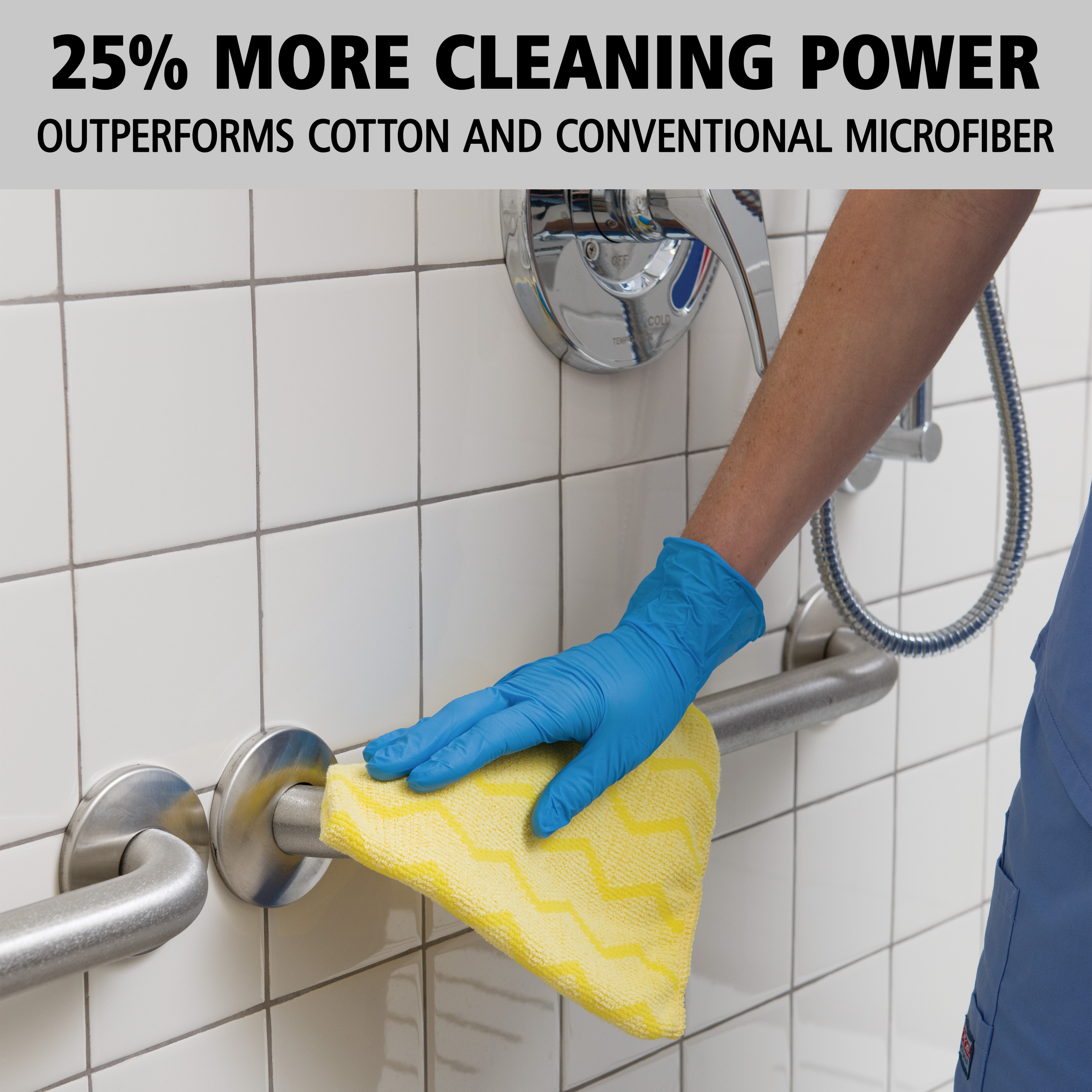 HYGEN™ Microfibre is proven to remove 99.7% or more of tested viruses and bacteria. Combining superior microfibre with built-in scrubber technology, HYGEN™ Microfibre helps prevent cross-transmission and reduces the risk of healthcare-associated infections.