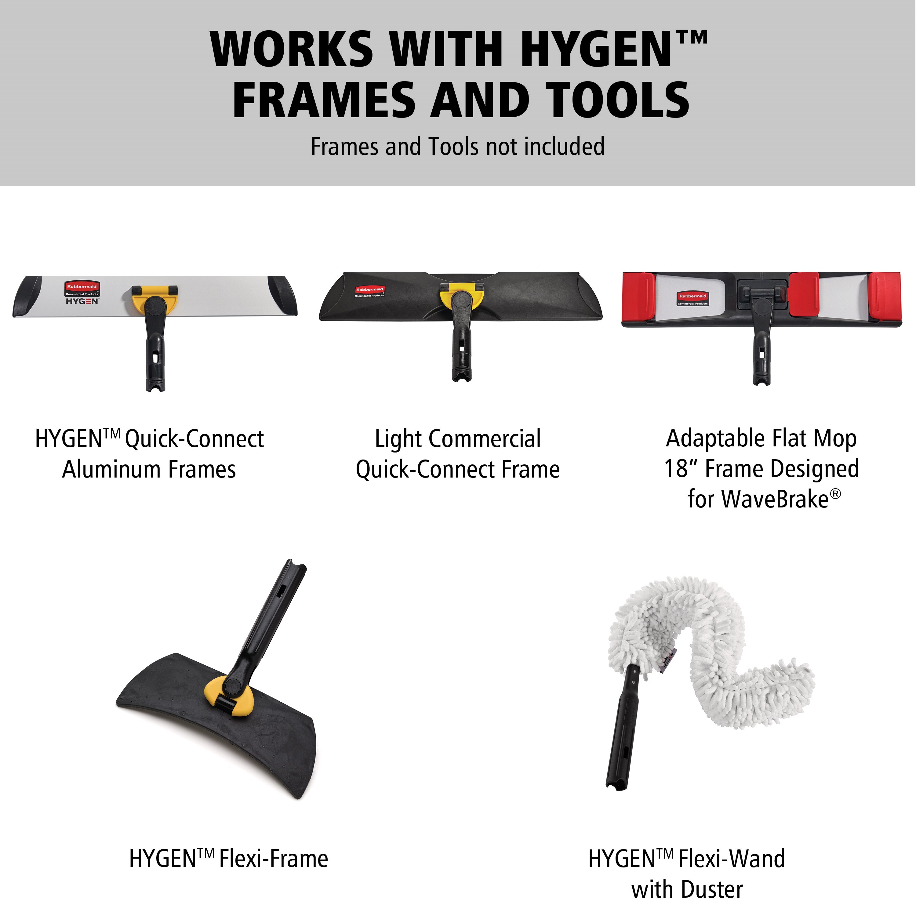 HYGEN™ Quick-Connect handles and poles make cleaning more efficient in every area of the facility by reaching the highest spaces with ease. The unique connection mechanism allows for easy, time-saving tool exchange.