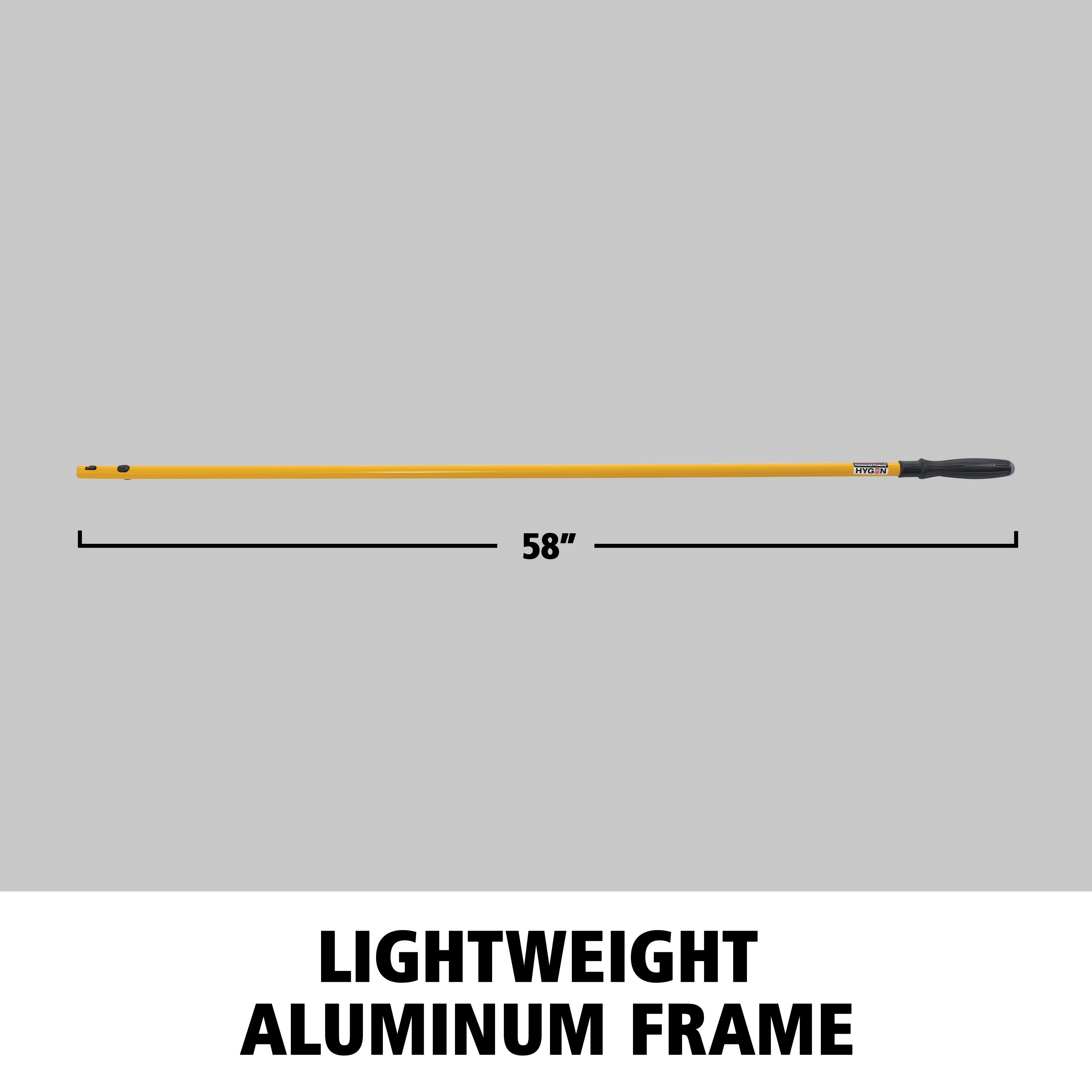 HYGEN™ Quick-Connect handles and poles make cleaning more efficient in every area of the facility by reaching the highest spaces with ease. The unique connection mechanism allows for easy, time-saving tool exchange.