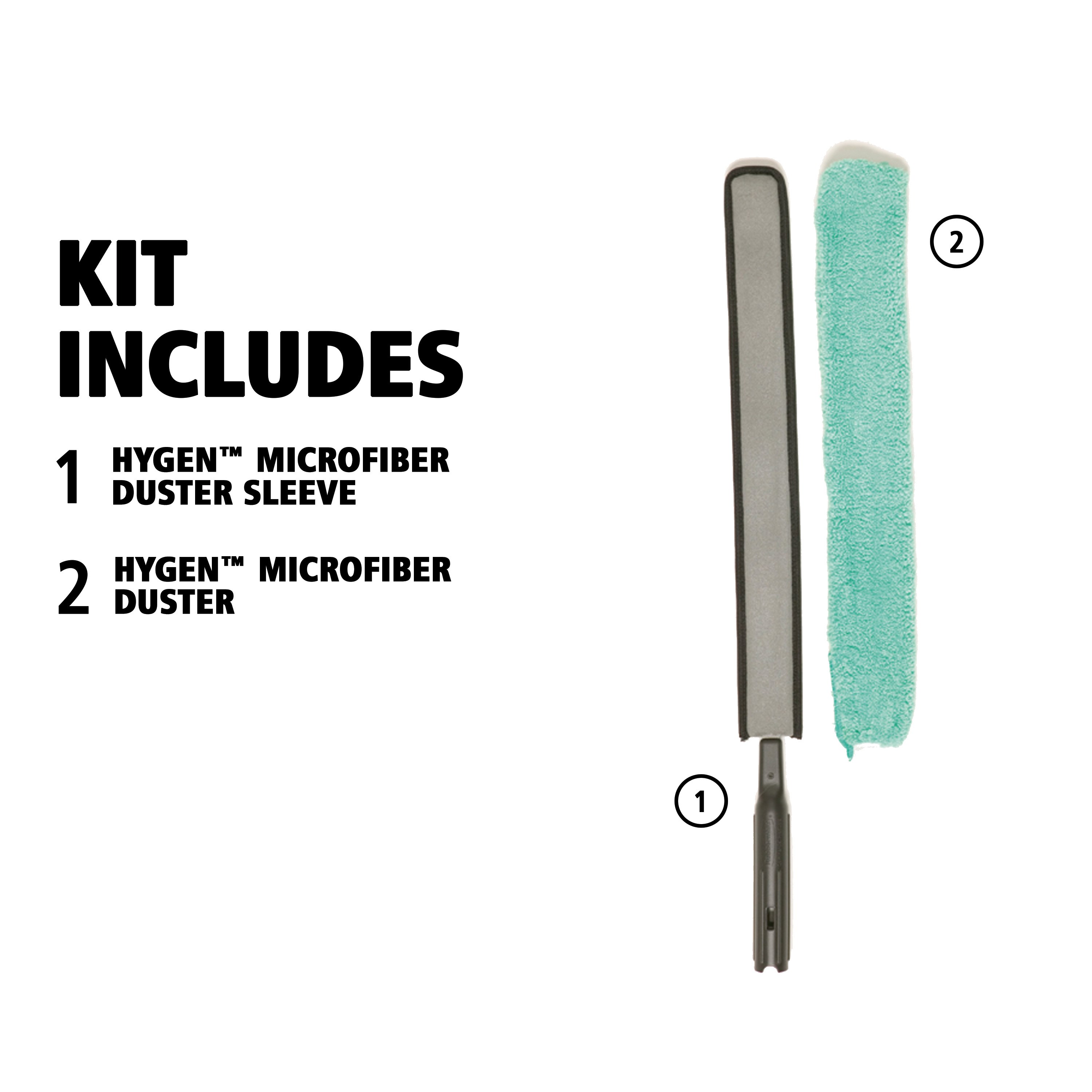 HYGEN™ Microfiber Quick-Connect Flexi-Wand and Duster helps remove dust from crevices and hard-to-reach places.