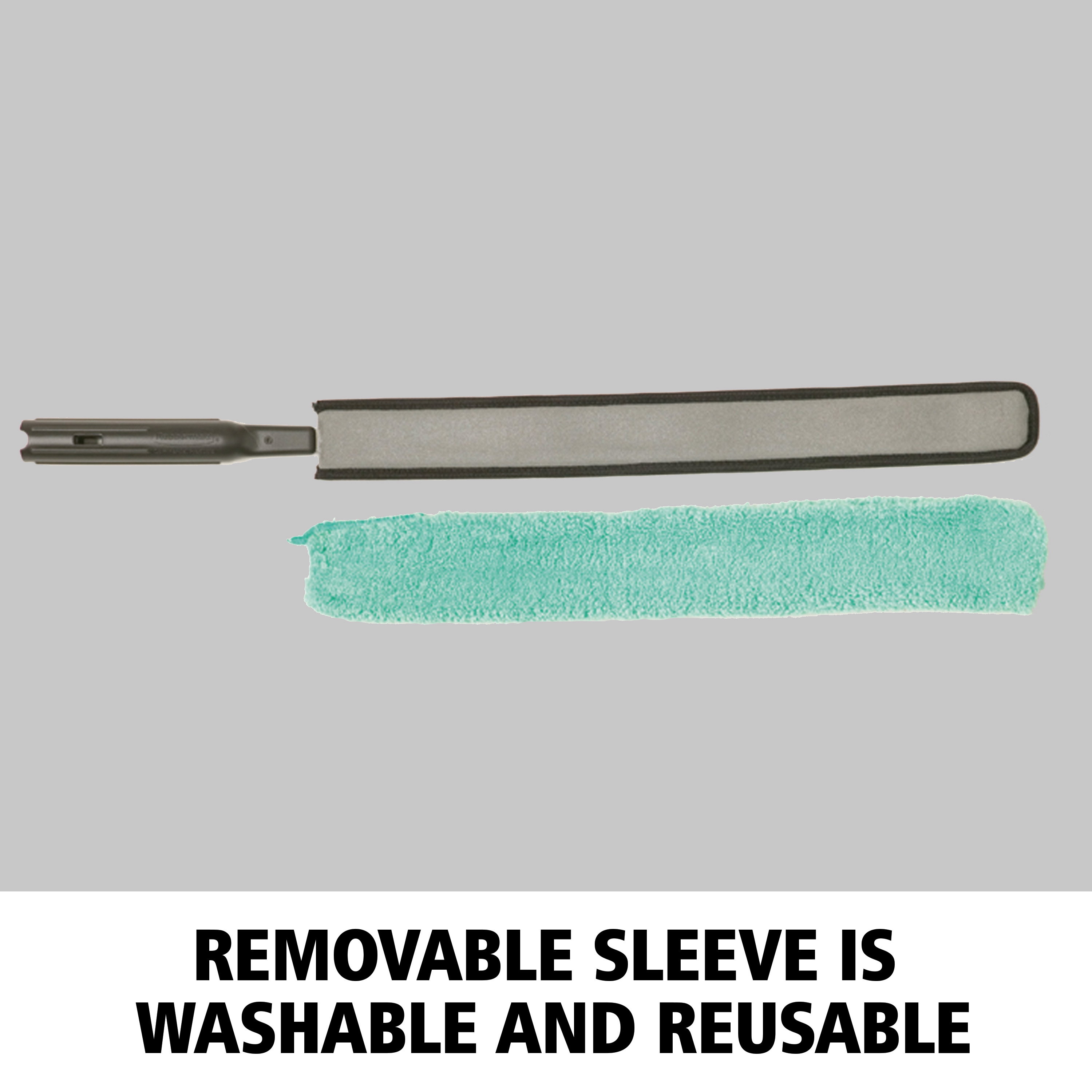 The Rubbermaid Commercial HYGEN™ Microfibre Quick-Connect Flexi-Wand and Duster helps easily clean vents, furniture, bed covers, uniquely shaped fixtures, and more.
