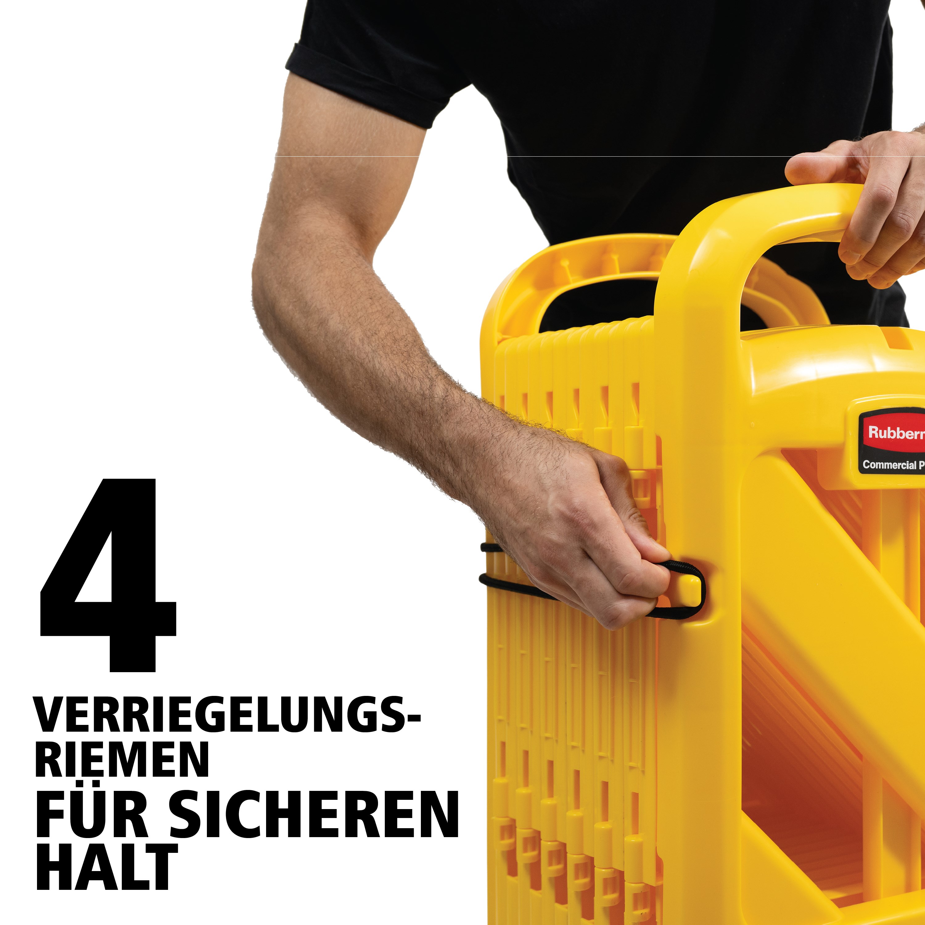 Einfach zu bedienen, gut zu sehen, schnell zu bewegen und leicht zu verstauen: Die mobile Absperrung besteht aus beweglichen Elementen mit einer Gesamtlänge von bis zu 4 Metern. Sie kann gerade, gebogen oder kreisförmig eingesetzt werden. ANSI- / OSHA-konforme Farben.