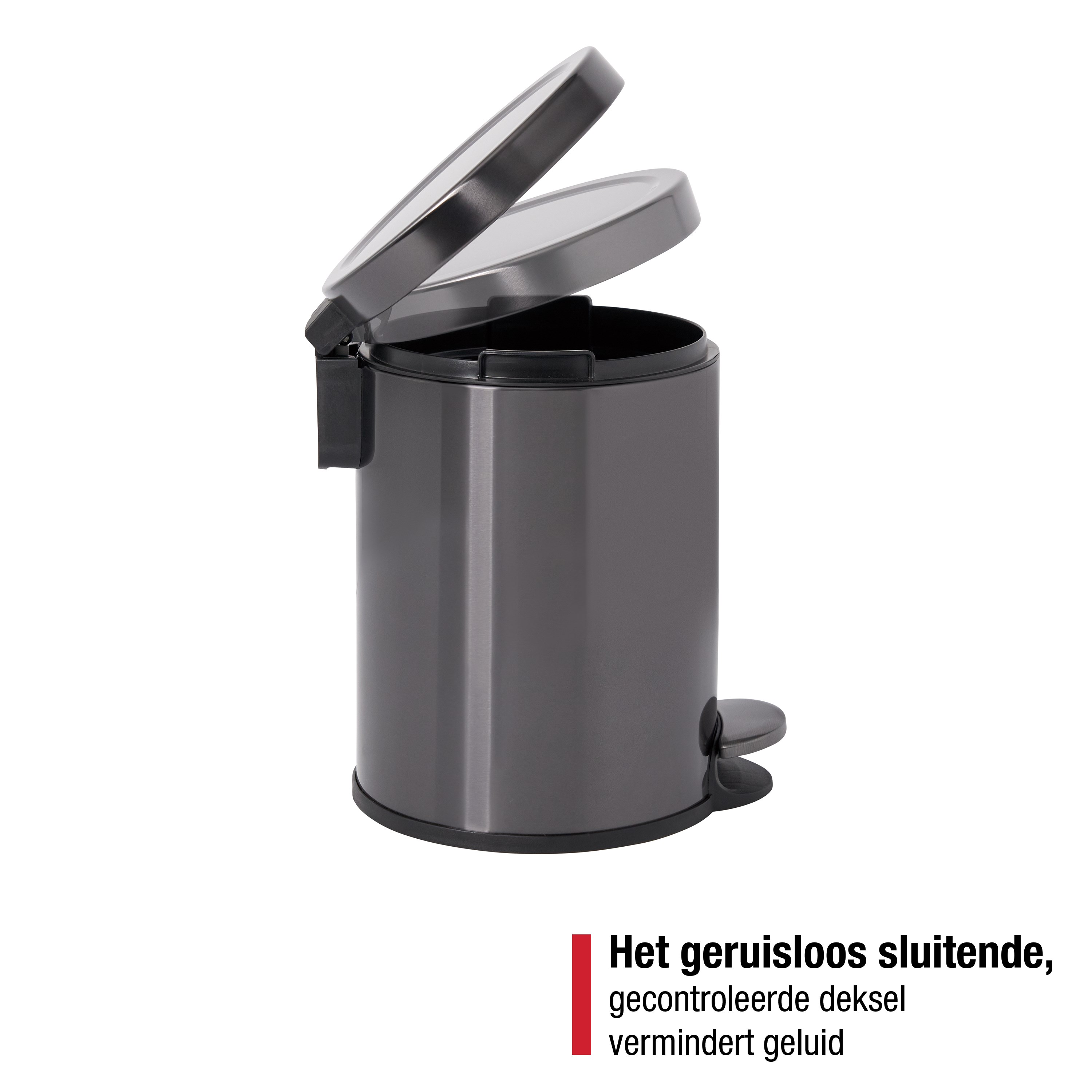 Rubbermaid 6L/1.6G Stainless Steel Round Step-On Wastebasket, Charcoal Thumbnail 3