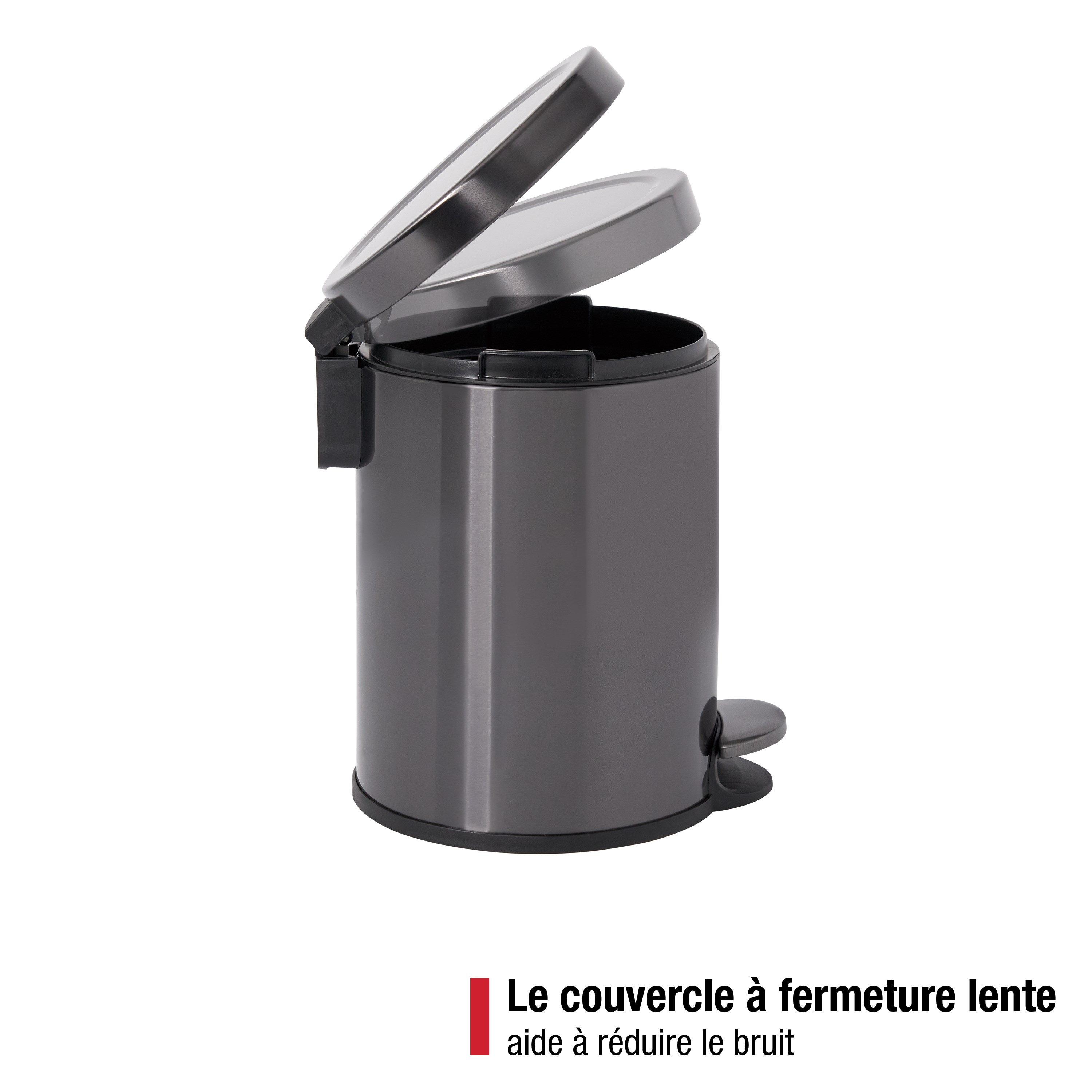 Rubbermaid 6L/1.6G Stainless Steel Round Step-On Wastebasket, Charcoal Thumbnail 3