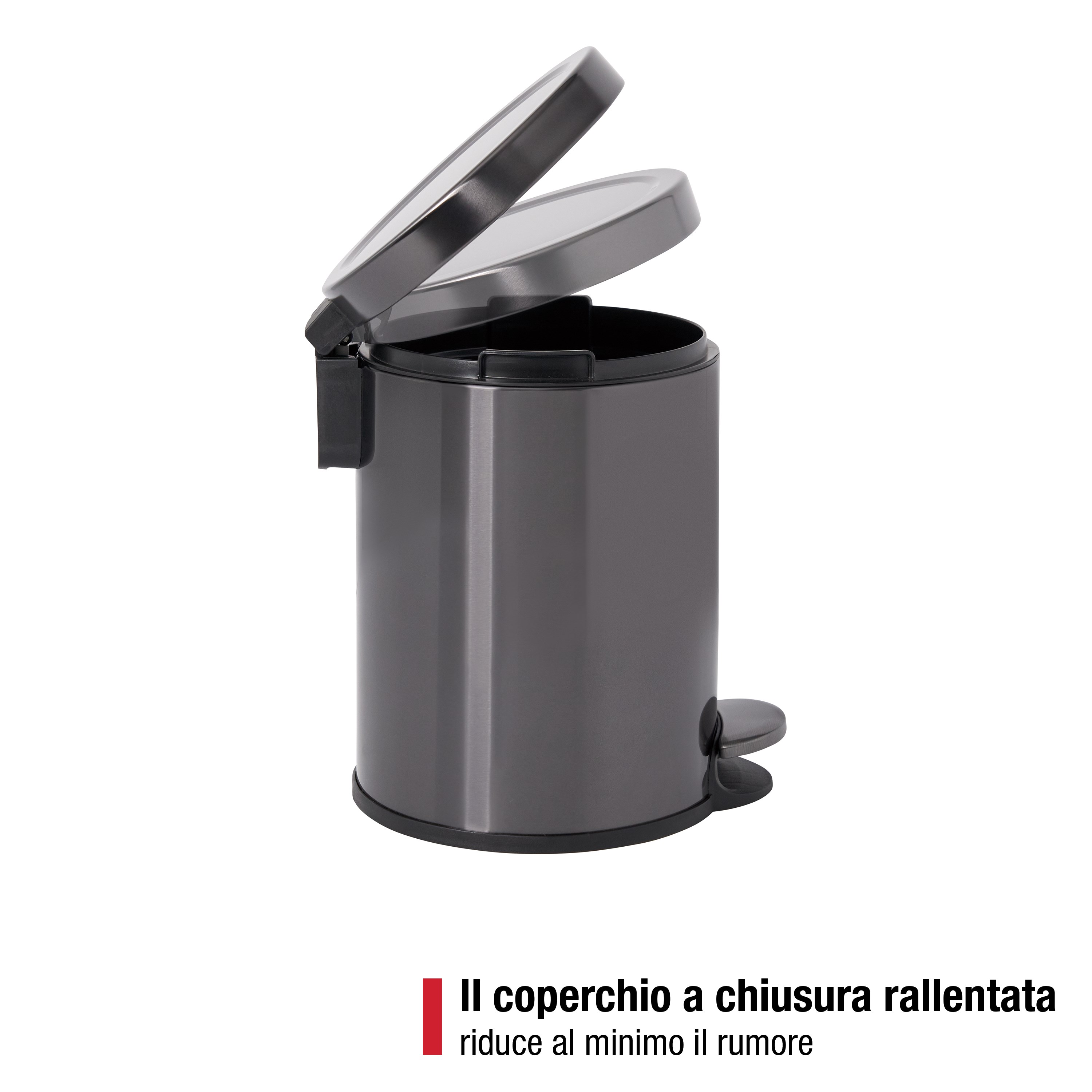Rubbermaid 6L/1.6G Stainless Steel Round Step-On Wastebasket, Charcoal Thumbnail 2