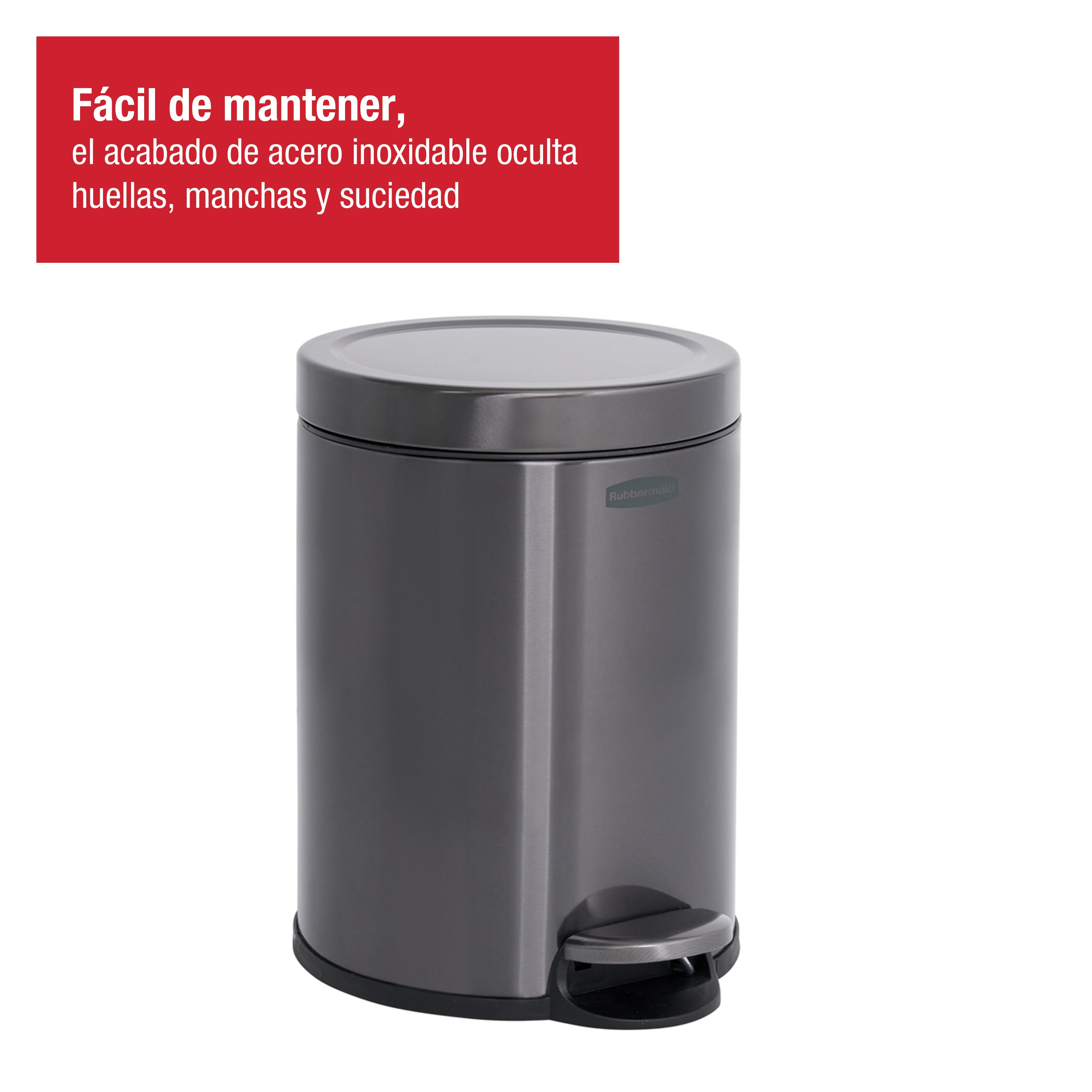 Rubbermaid 6L/1.6G Stainless Steel Round Step-On Wastebasket, Charcoal Thumbnail 3