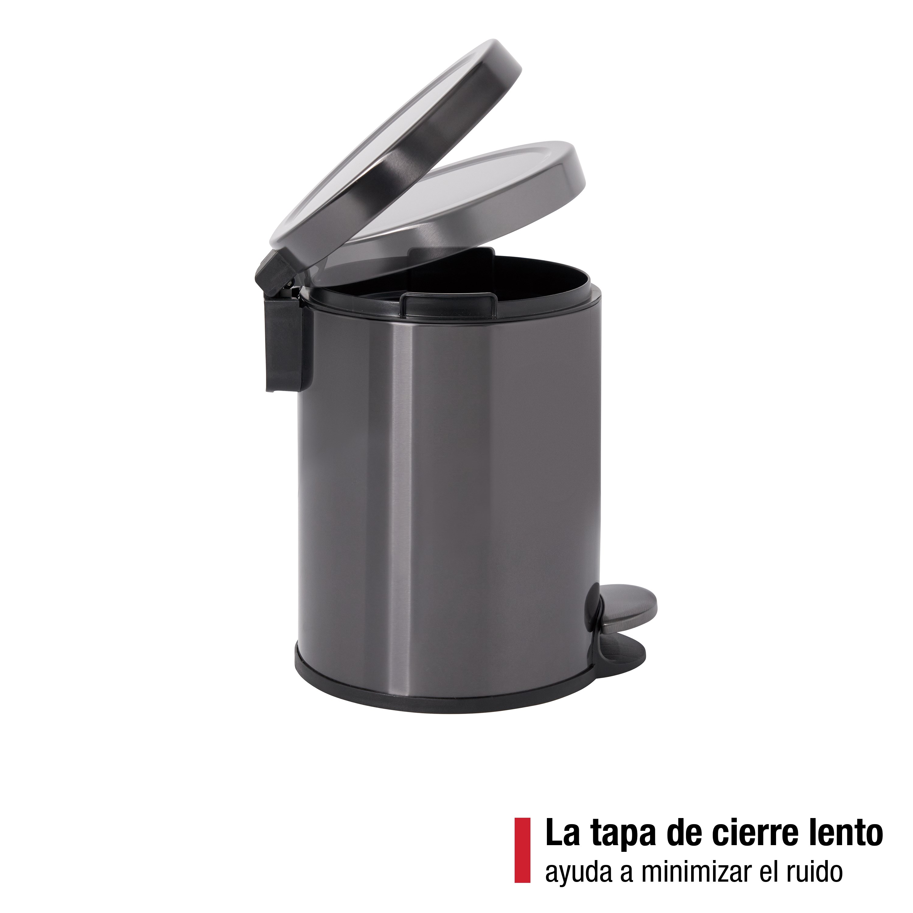 Rubbermaid 6L/1.6G Stainless Steel Round Step-On Wastebasket, Charcoal Thumbnail 2